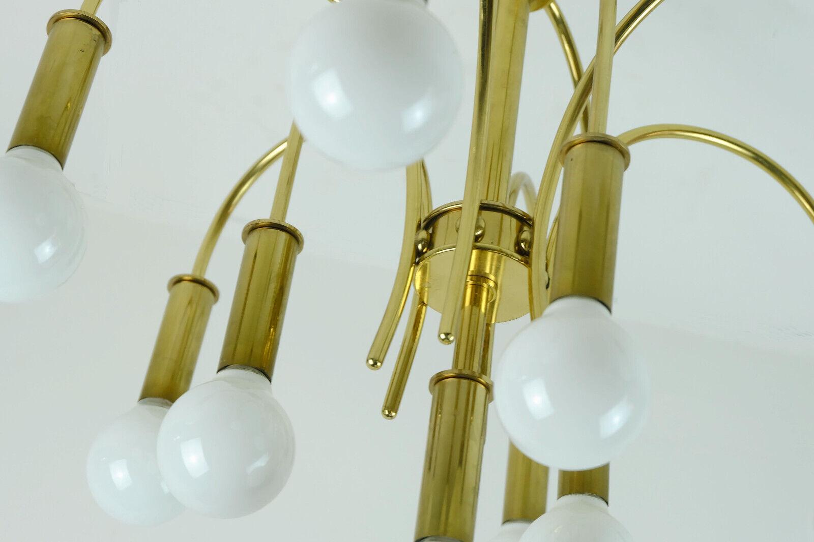 Brass 1970s sputnik brass CEILING LIGHT 10-light chandelier schroeder & co. For Sale