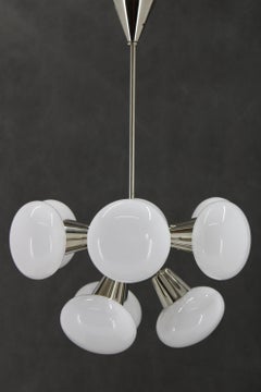 1970s Sputnik Chrome Plated 9-Flamming Chandelier by Kamenicky Senov