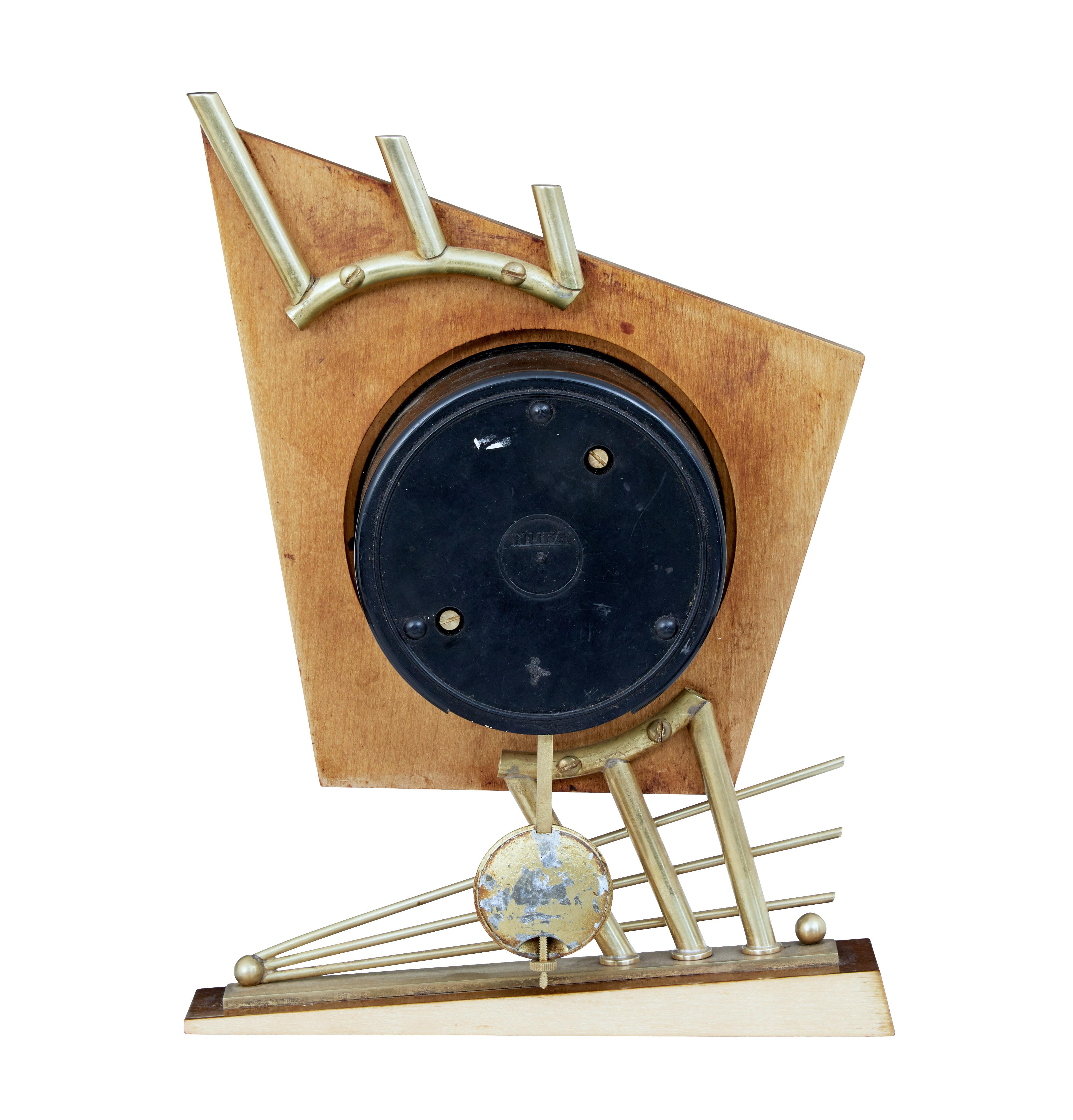 Mid-Century Modern 1970s Sputnik Style Satinwood Table Clock