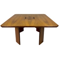 1970s Square Italian Iroko Dining Table