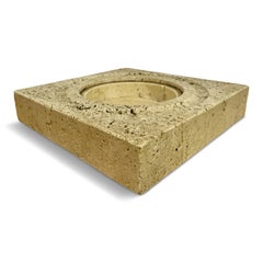 1970s Square Italian Travertine Dish