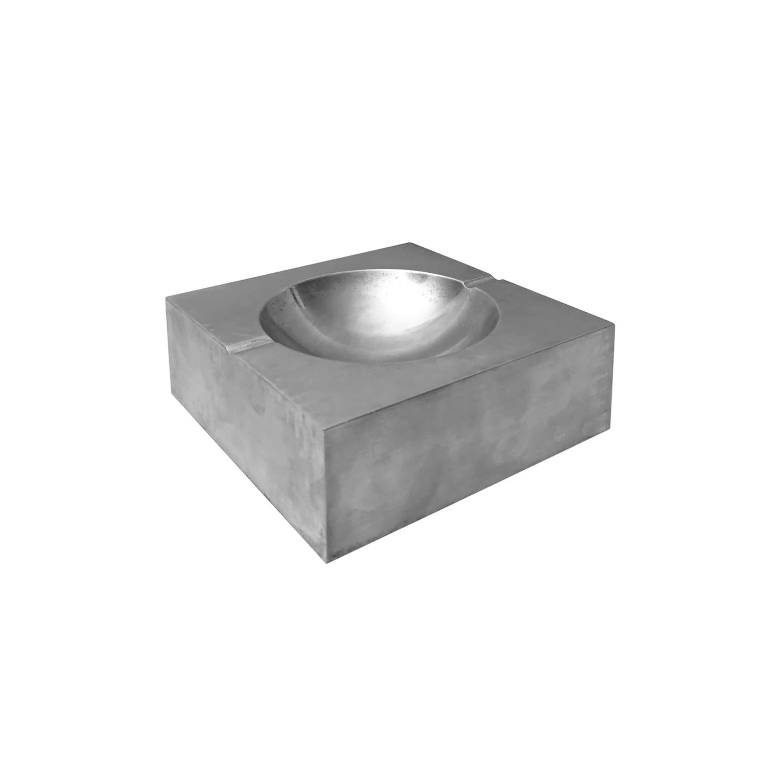 Square solid aluminum ashtray, USA, 1970s.