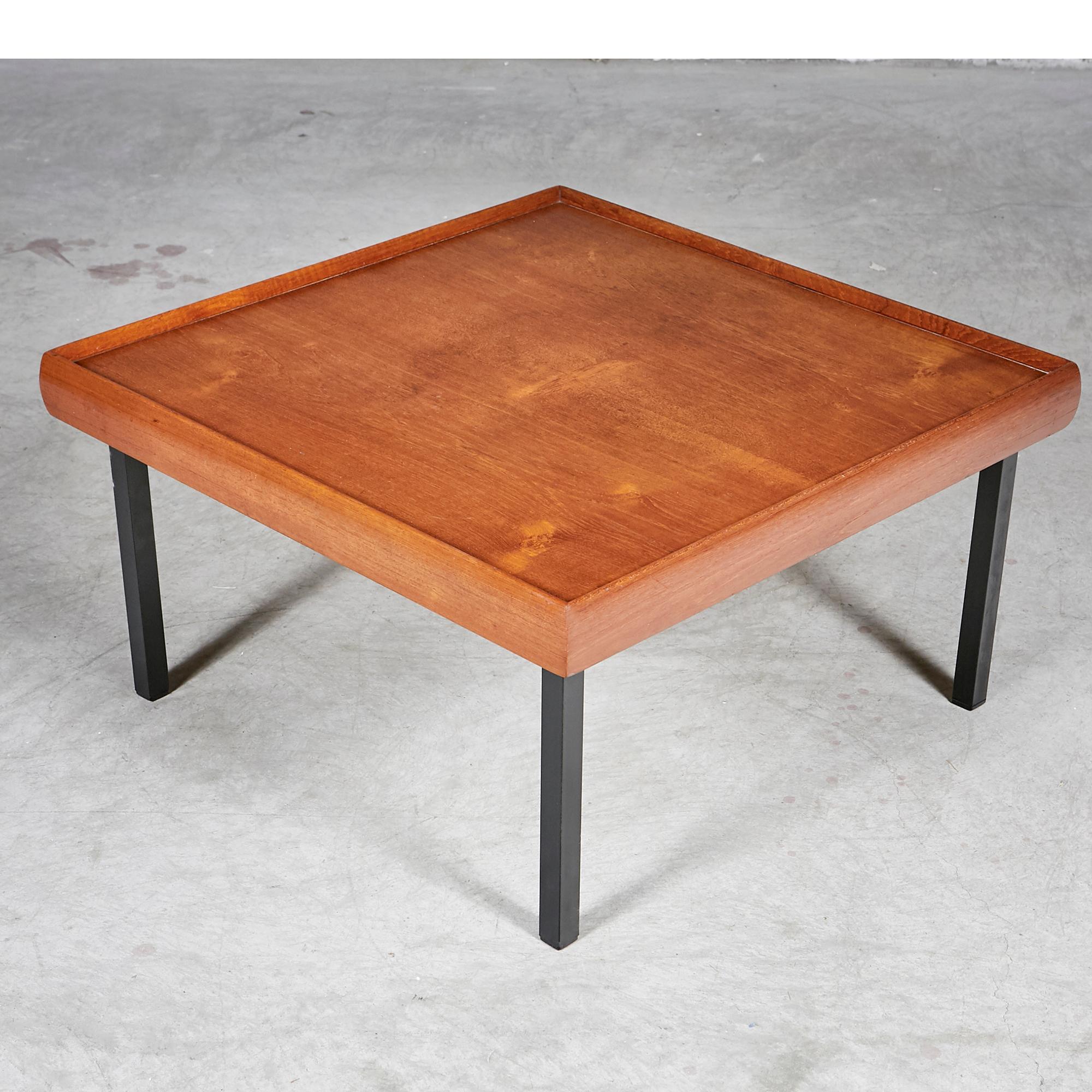Mid-Century Modern 1970s Square Teak Wood Coffee Table For Sale