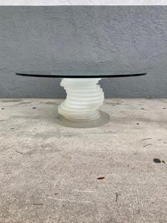 1970s Sculptural Stacked Circular Frosted Lucite Coffee Table