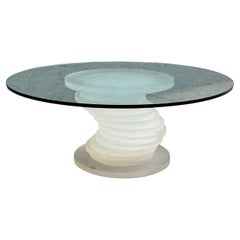 Retro 1970s Sculptural Stacked Circular Frosted Lucite Coffee Table