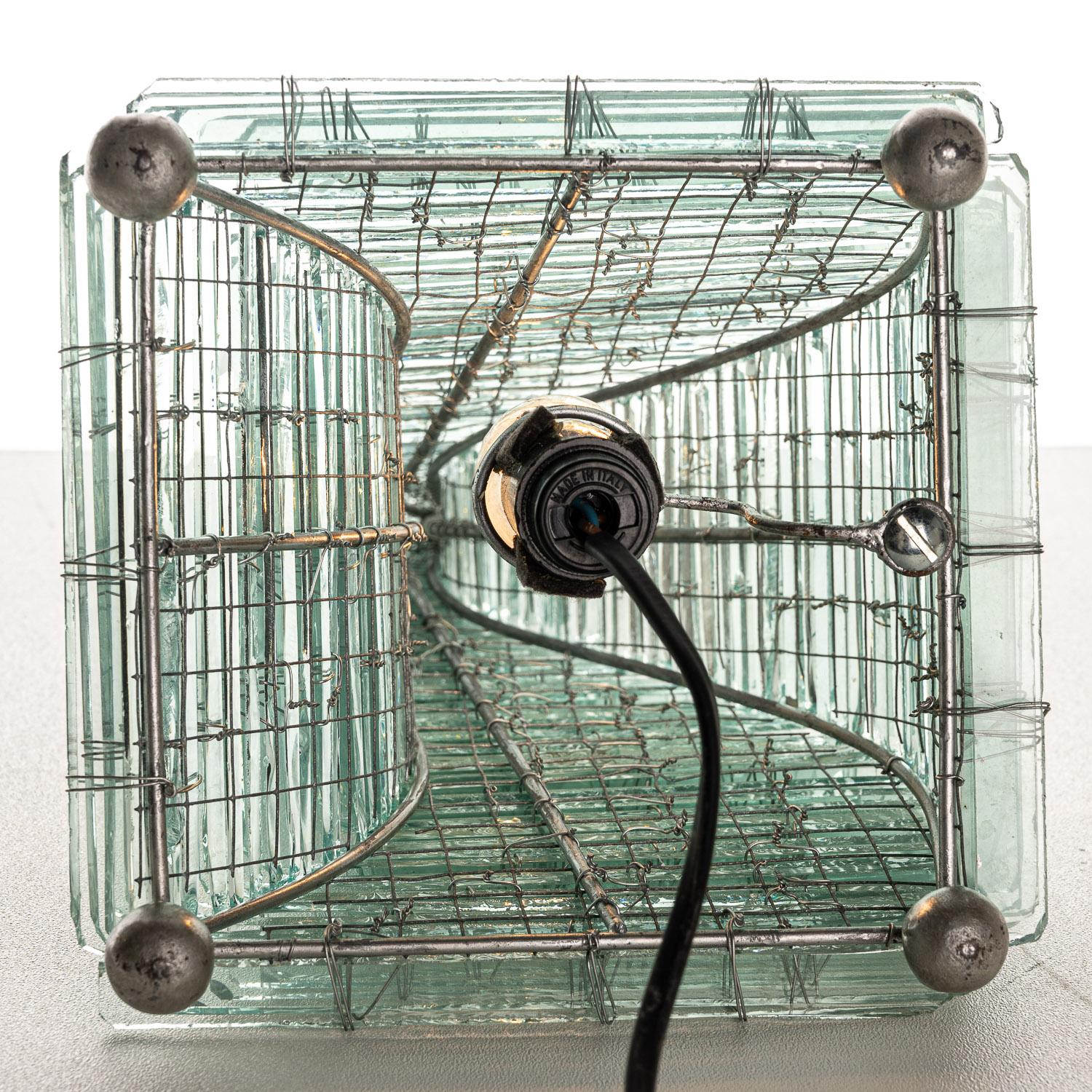 1970s Stacked Glass and Metal Table Lamp 7