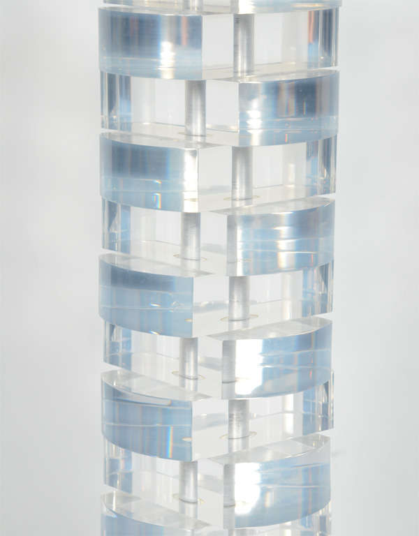 Mid-Century Modern 1970s Stacked Lucite Block Lamp in the Style of Karl Springer