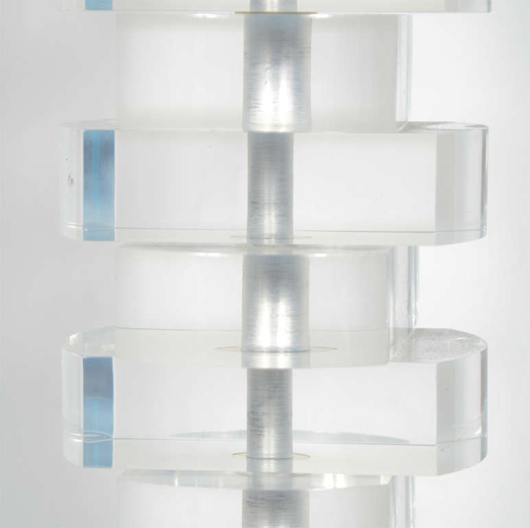 Polished 1970s Stacked Lucite Block Lamp in the Style of Karl Springer