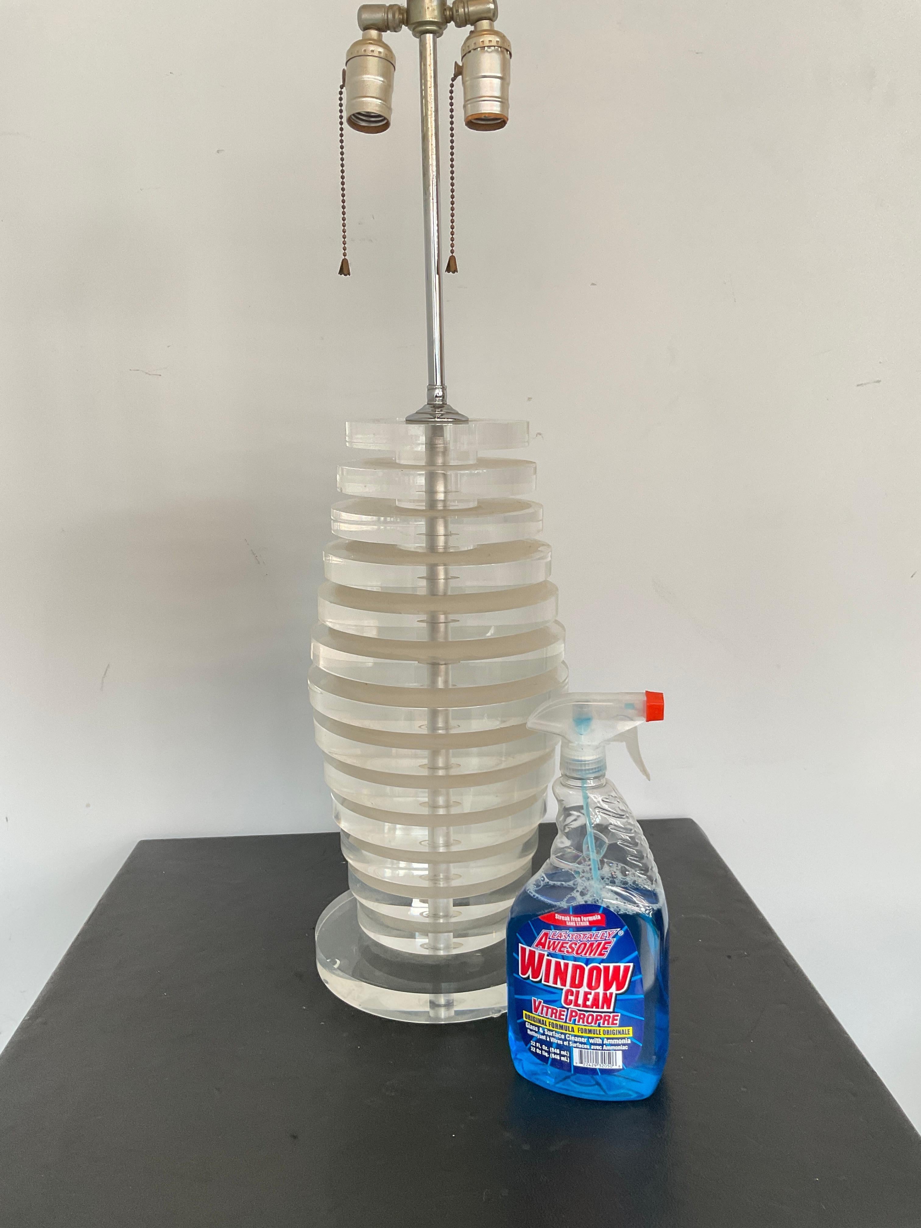 Late 20th Century 1970s Stacked Lucite Lamp For Sale