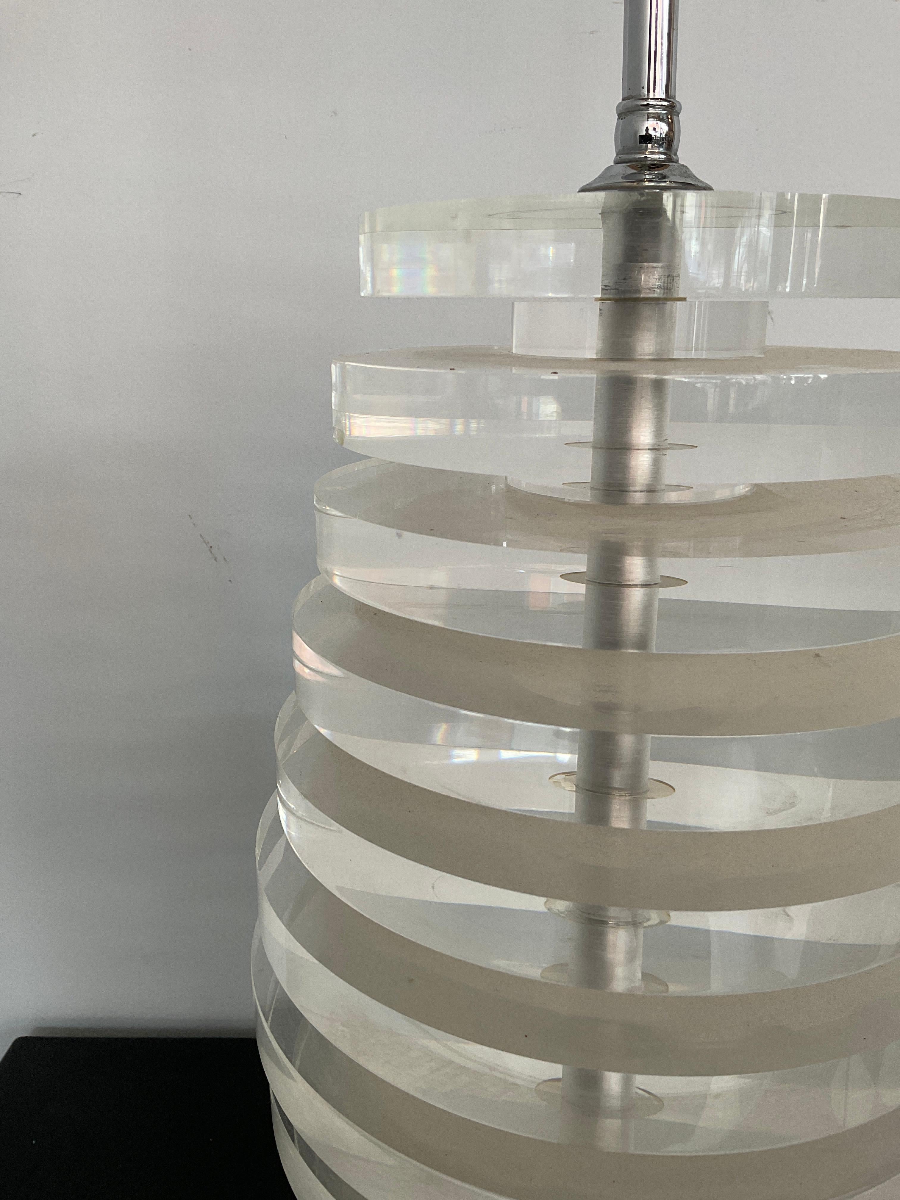1970s Stacked Lucite Lamp For Sale 1