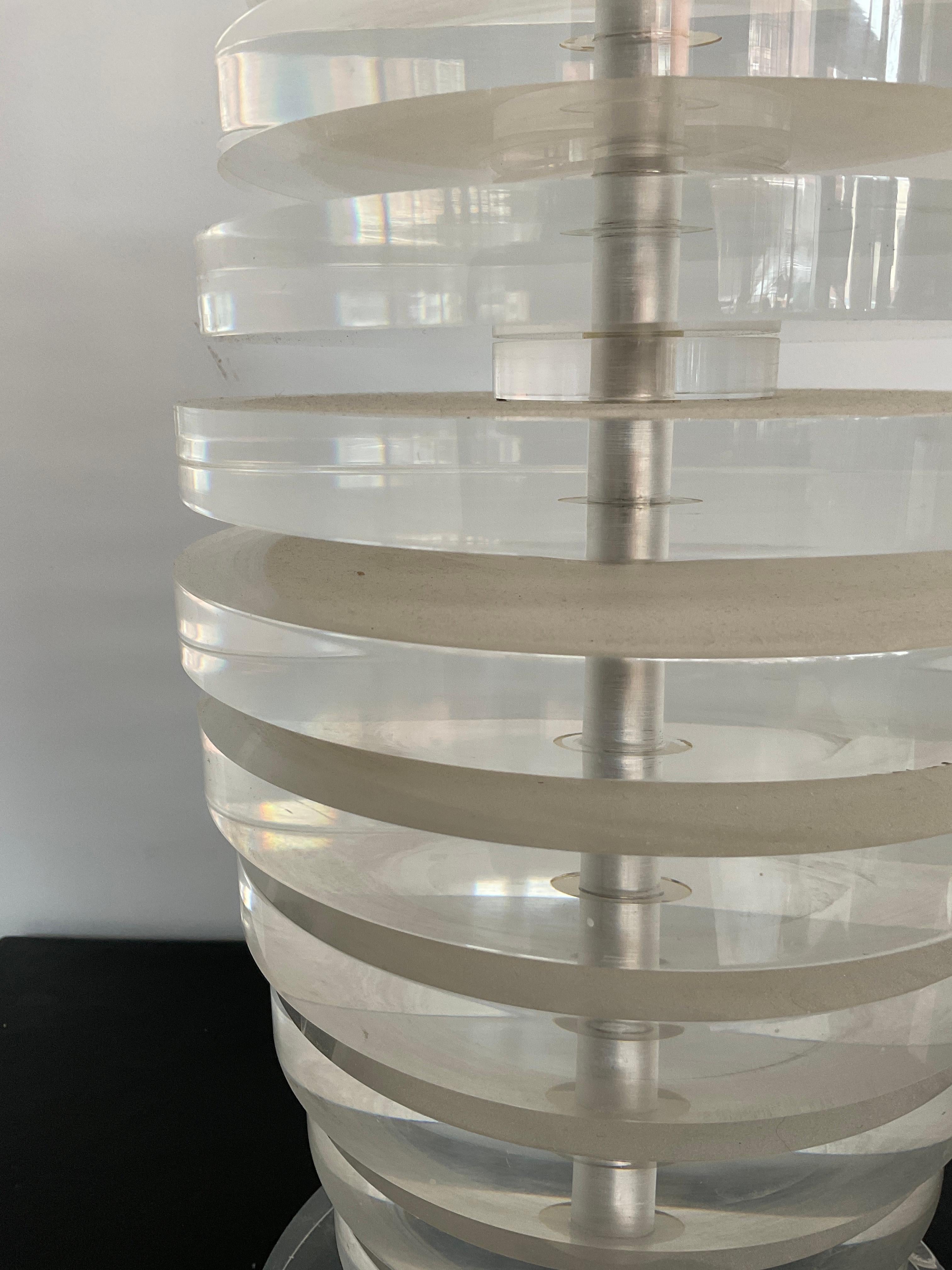 1970s Stacked Lucite Lamp For Sale 2