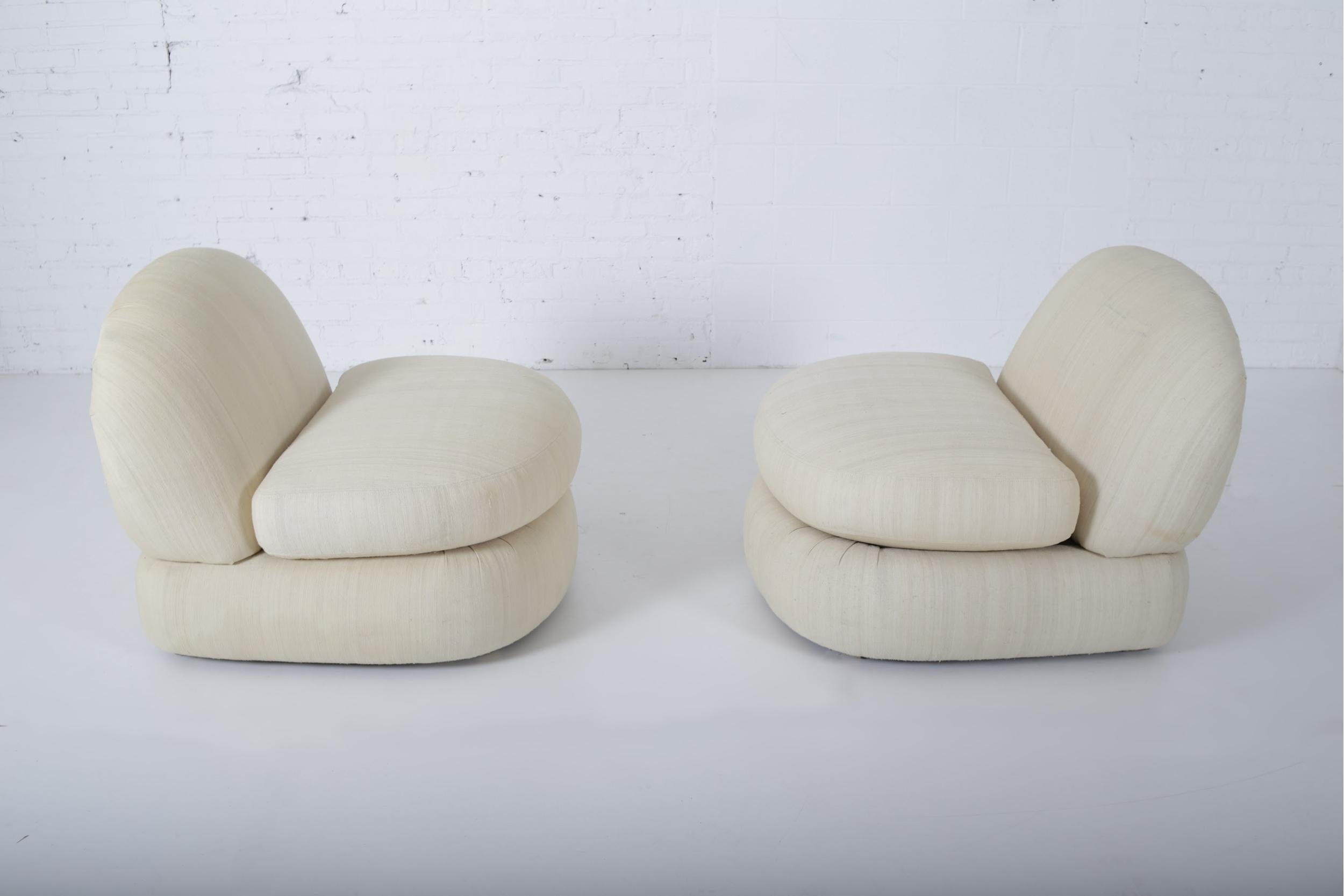1970s Stacked Pouf Slipper Chairs In Good Condition In Chicago, IL