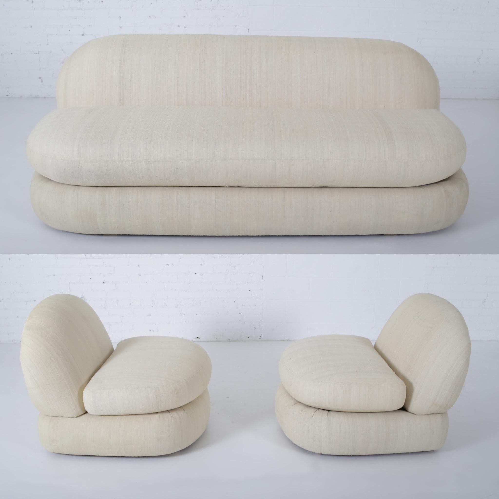 1970s Stacked Pouf Slipper Chairs 1