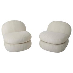 Vintage 1970s Stacked Pouf Slipper Chairs