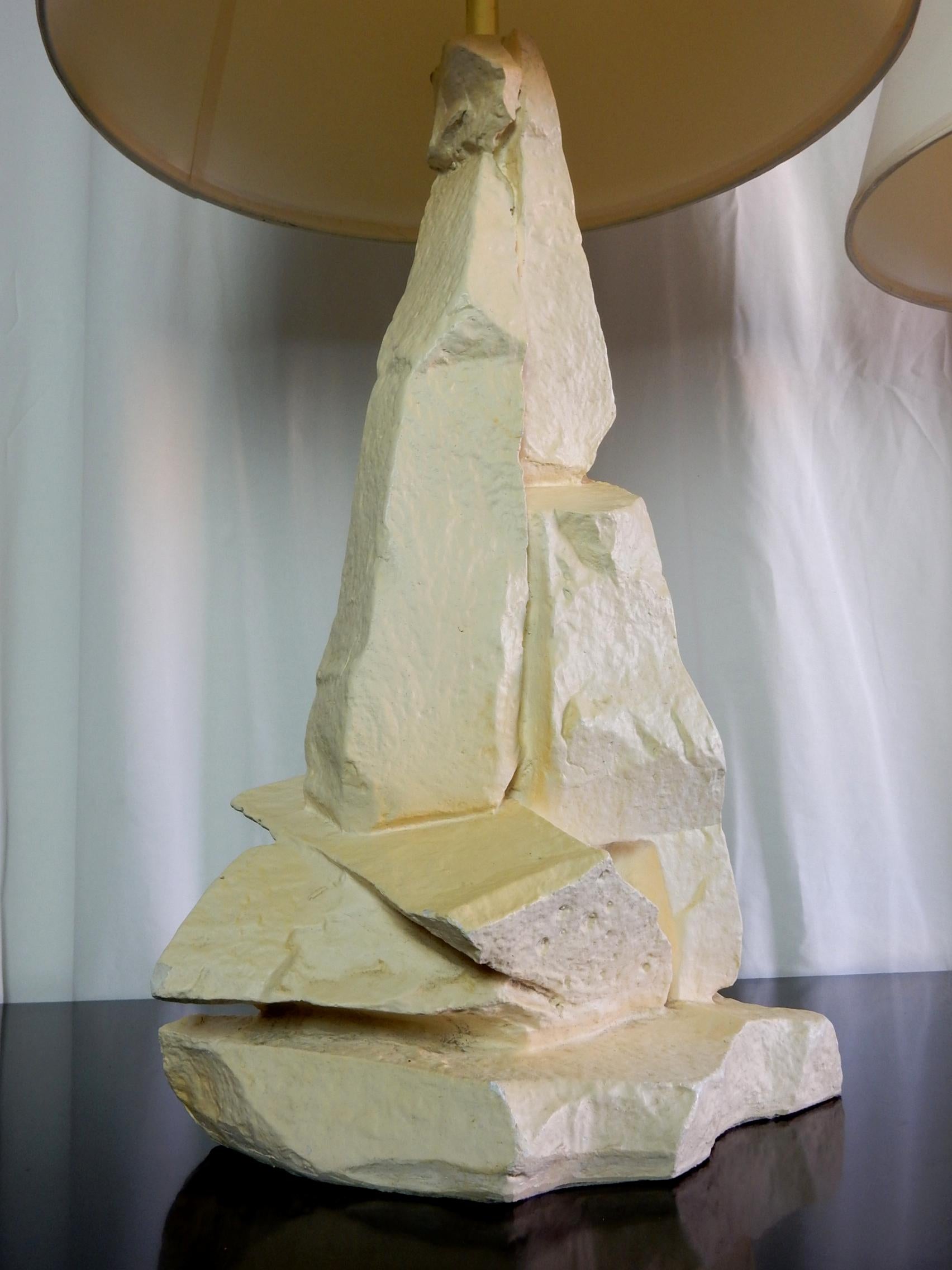 Organic Modern Plaster Rocks Sculpture Table Lamps by Sirmos In Good Condition In Las Vegas, NV