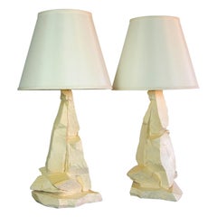 Organic Modern Plaster Rocks Sculpture Table Lamps by Sirmos