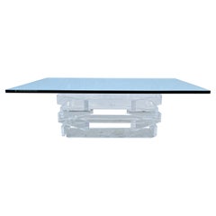 1970's Stacked Sculptural Lucite Glass Coffee Table