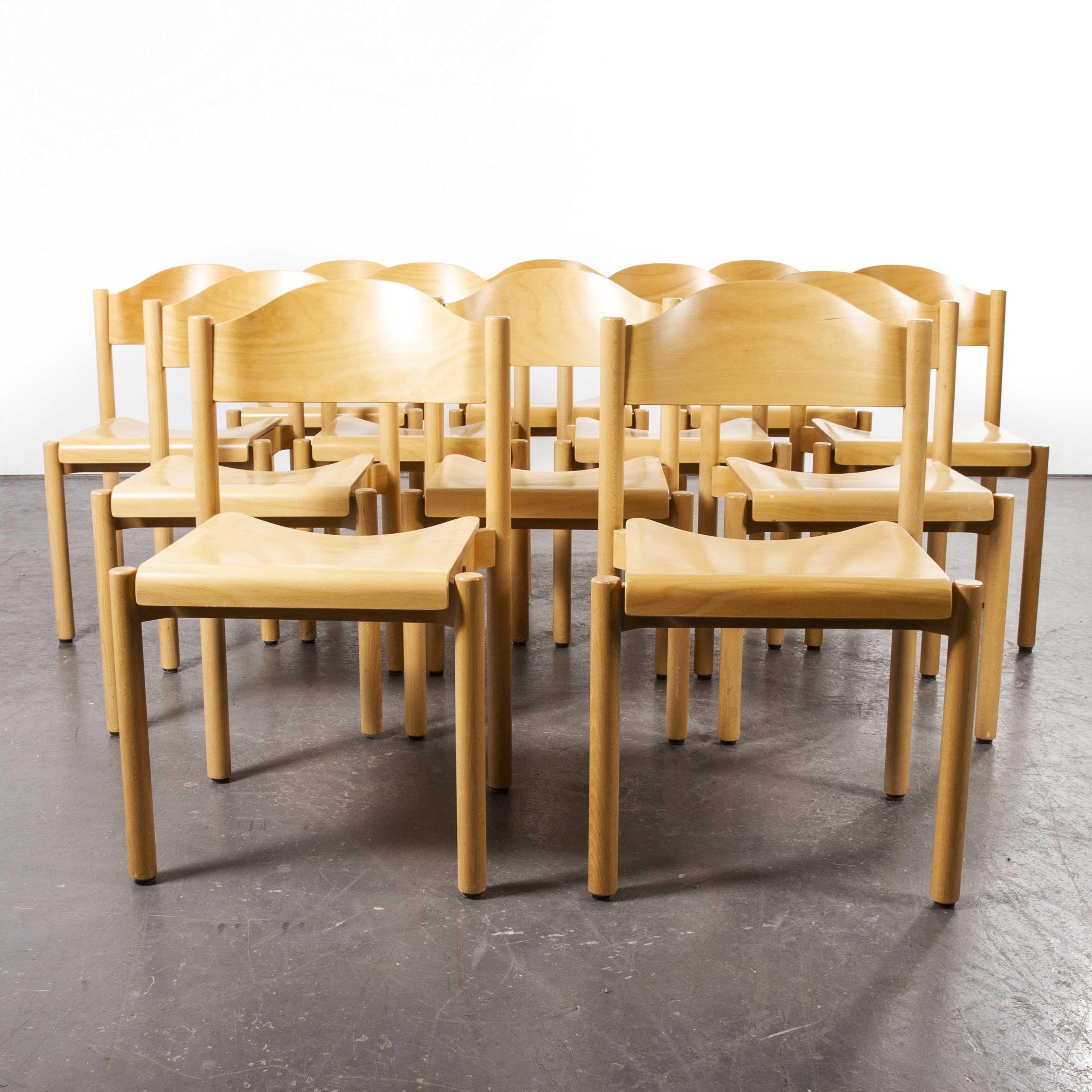 1970s Stacking Beech Dining Chairs by Hiller, Set of Twelve In Good Condition In Hook, Hampshire
