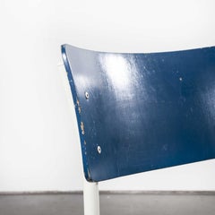 1970s Stacking Dining Chairs for the German Military, Blue, Set of Eight