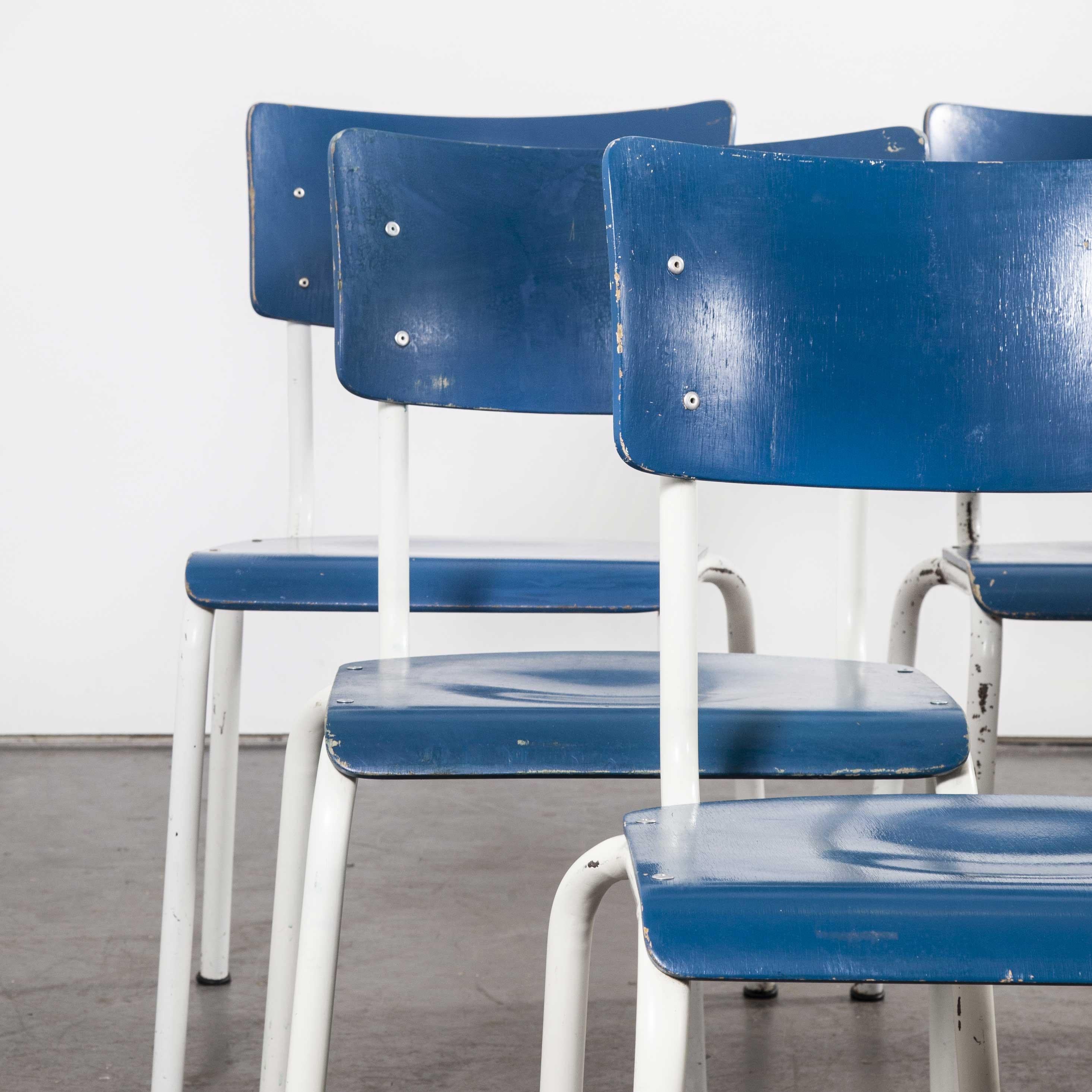 Late 20th Century 1970s Stacking Dining Chairs for the German Military, Blue, Set of Eight