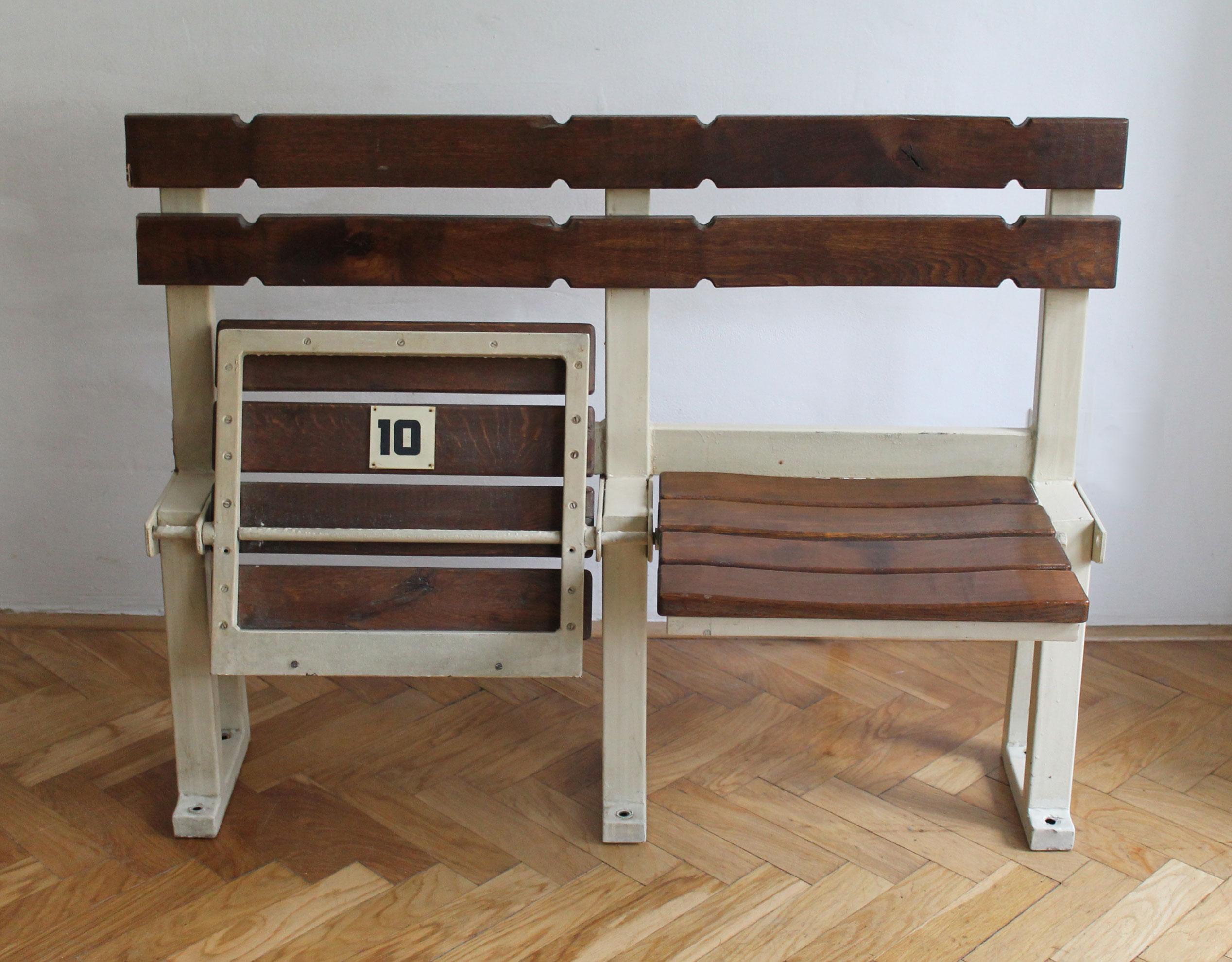 Czech 1970's Stadium bench, seats No. 9 and No. 10 For Sale