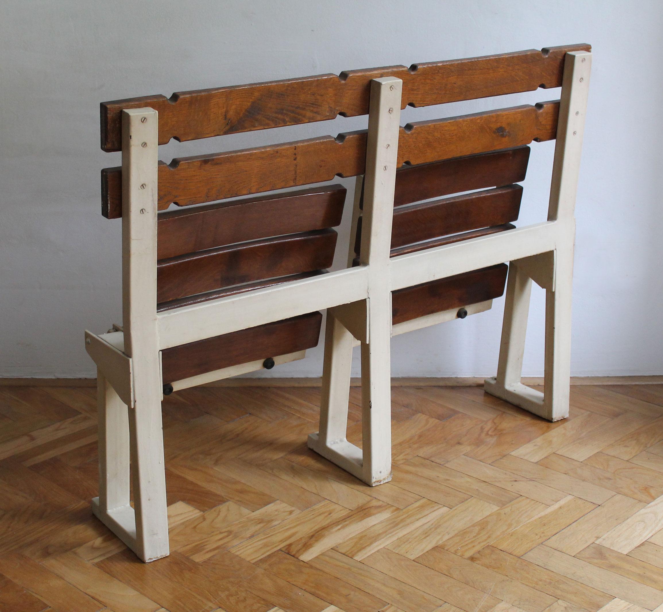 Metal 1970's Stadium bench, seats No. 9 and No. 10 For Sale