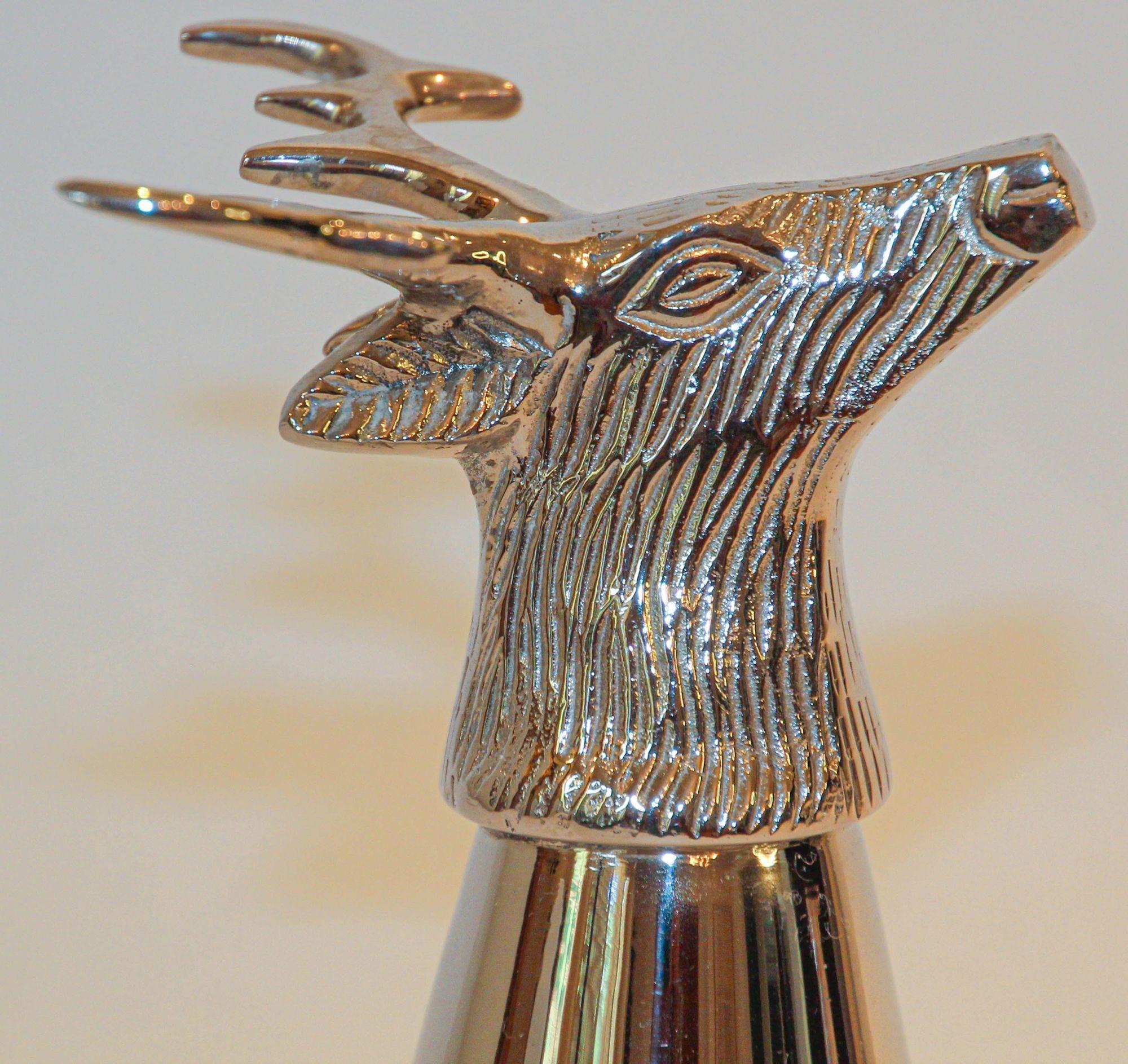 Stag Elk Silver Stirrup Cup Goblet Hunting Equestrian Barware Decor 1970s For Sale 1