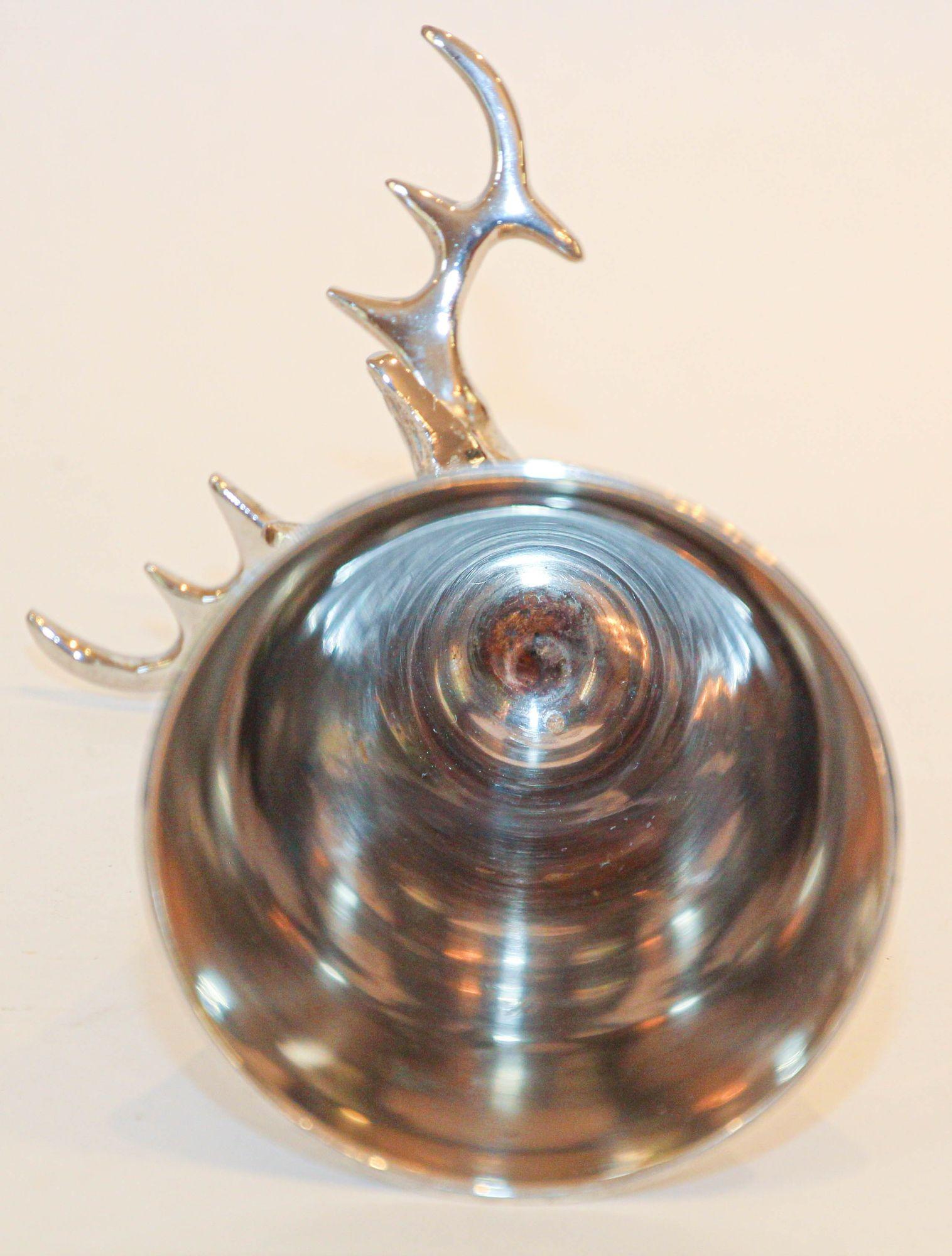 Stag Elk Silver Stirrup Cup Goblet Hunting Equestrian Barware Decor 1970s For Sale 3