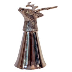 Retro Stag Elk Silver Stirrup Cup Goblet Hunting Equestrian Barware Decor 1970s