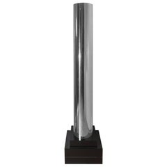 1970s Stainless Steel Column Torchere Floor Lamp