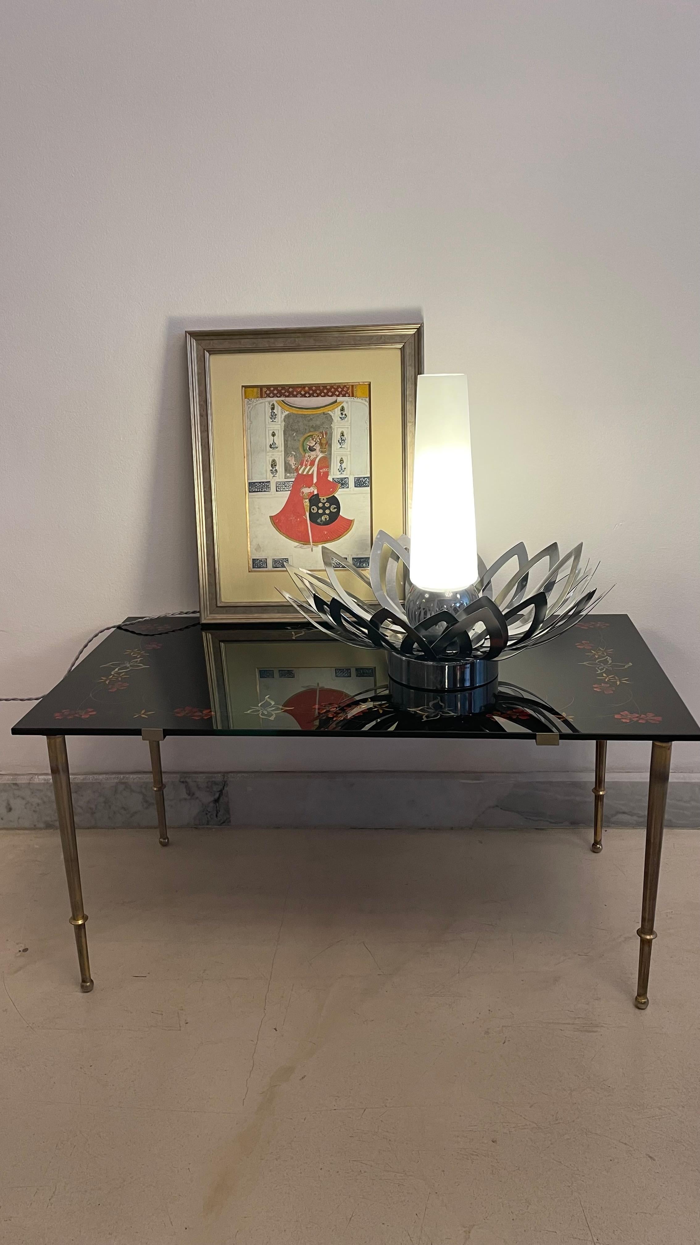 1970's Stainless Steel Flower Lamp by Jacqueline Trocmé For Sale 3