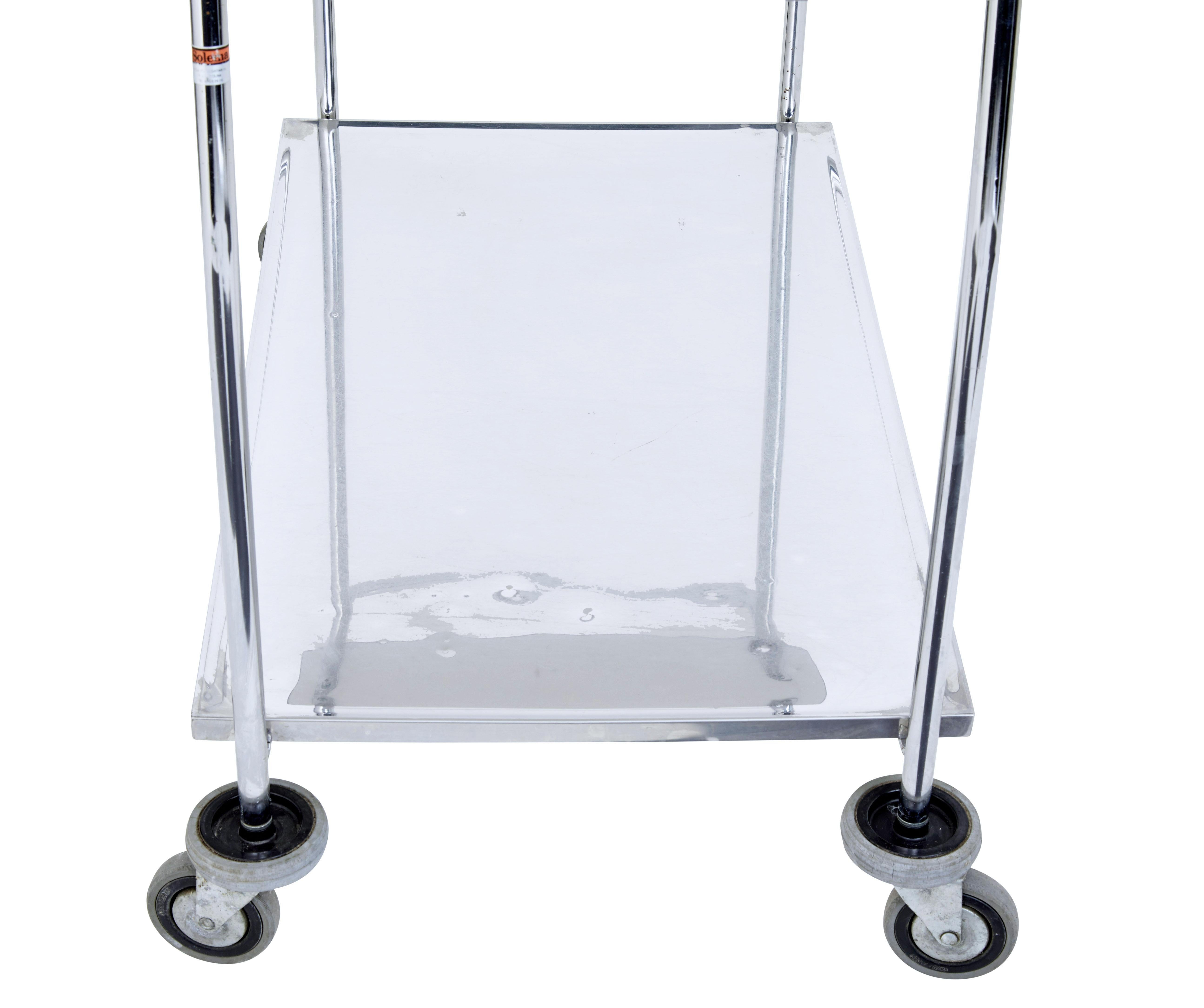 Swedish 1970’s stainless steel medical trolley For Sale