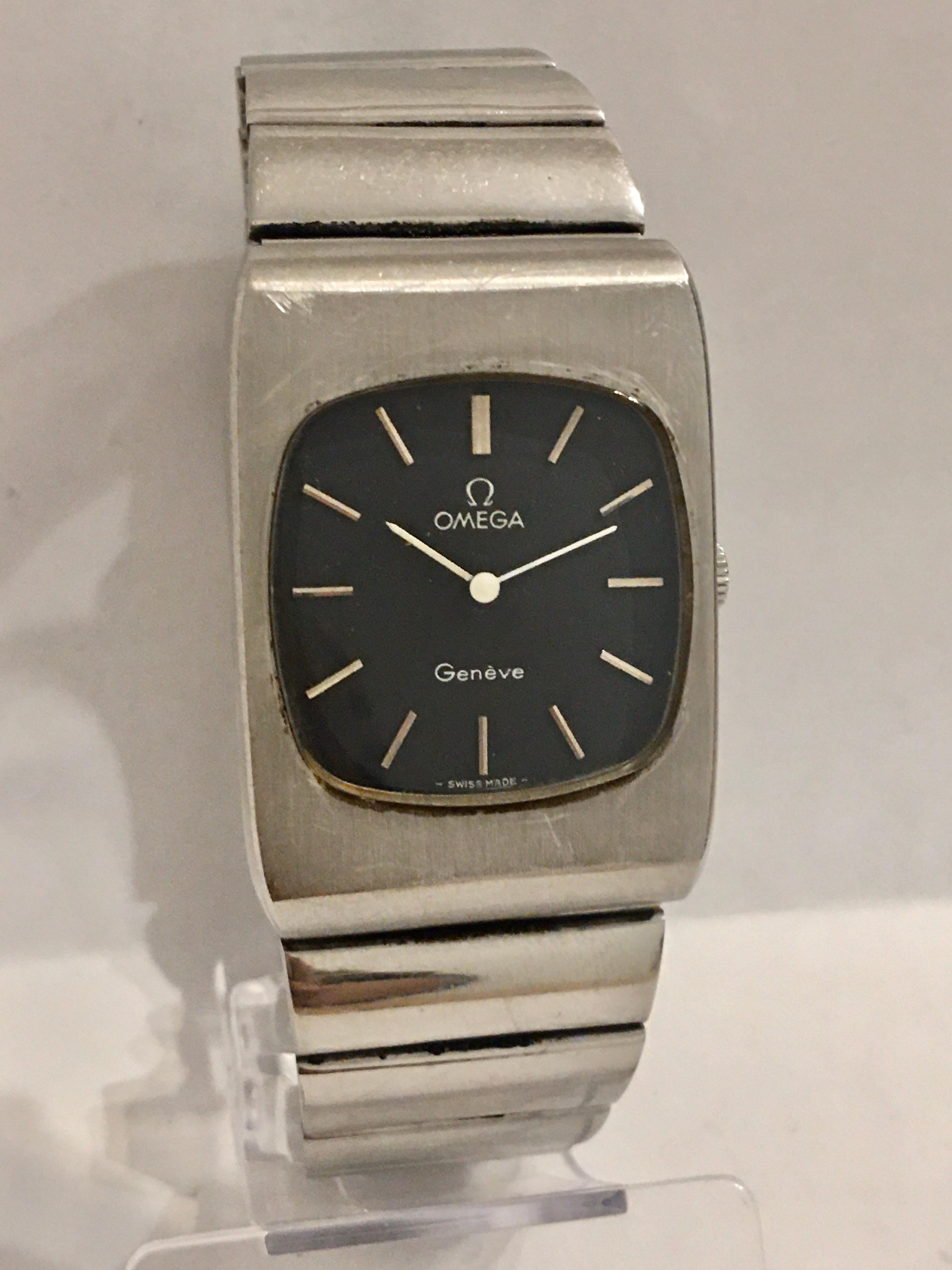 1970s Stainless Steel Omega Geneve Mechanical Watch For Sale 6