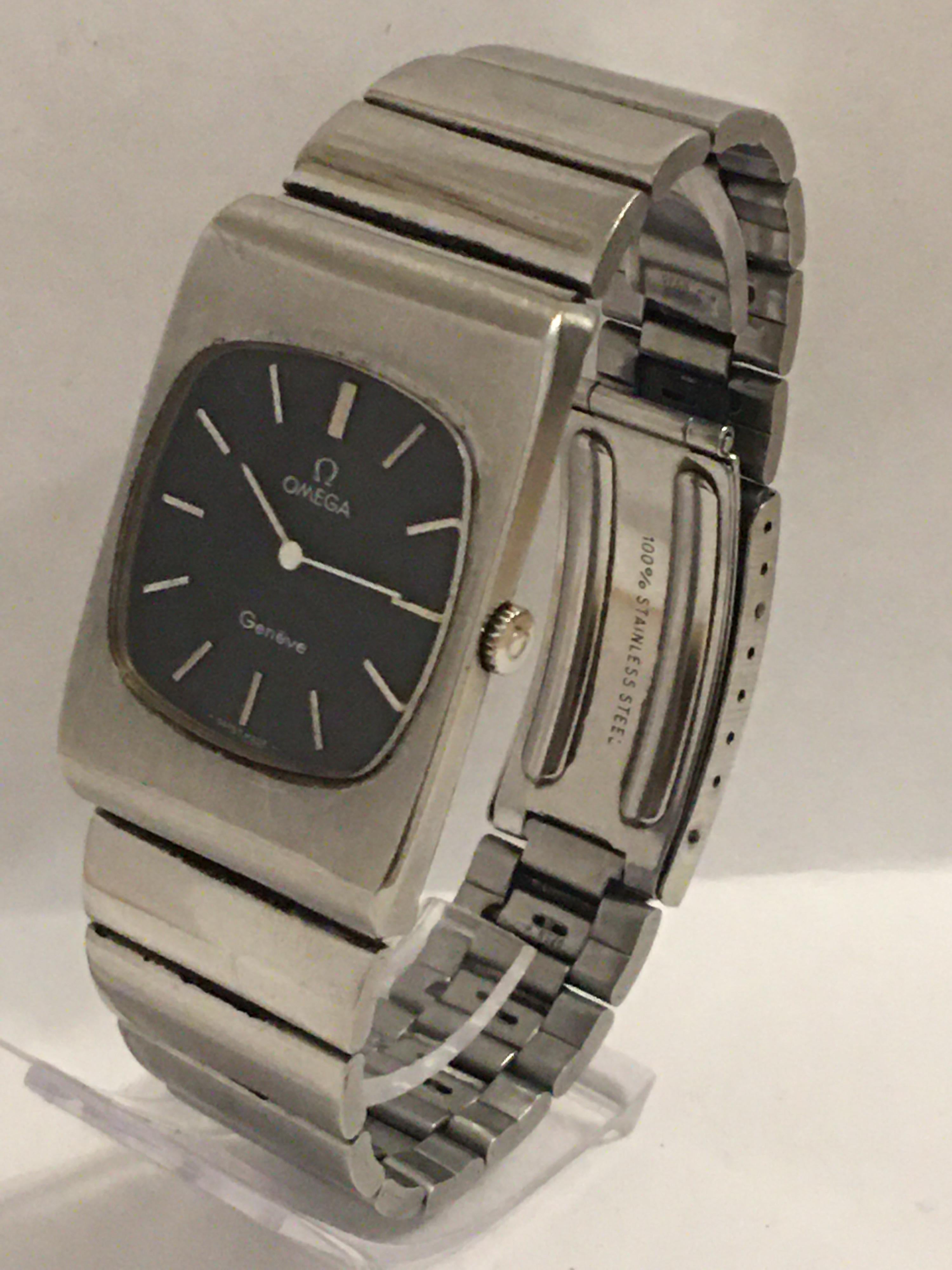 1970s Stainless Steel Omega Geneve Mechanical Watch For Sale 8