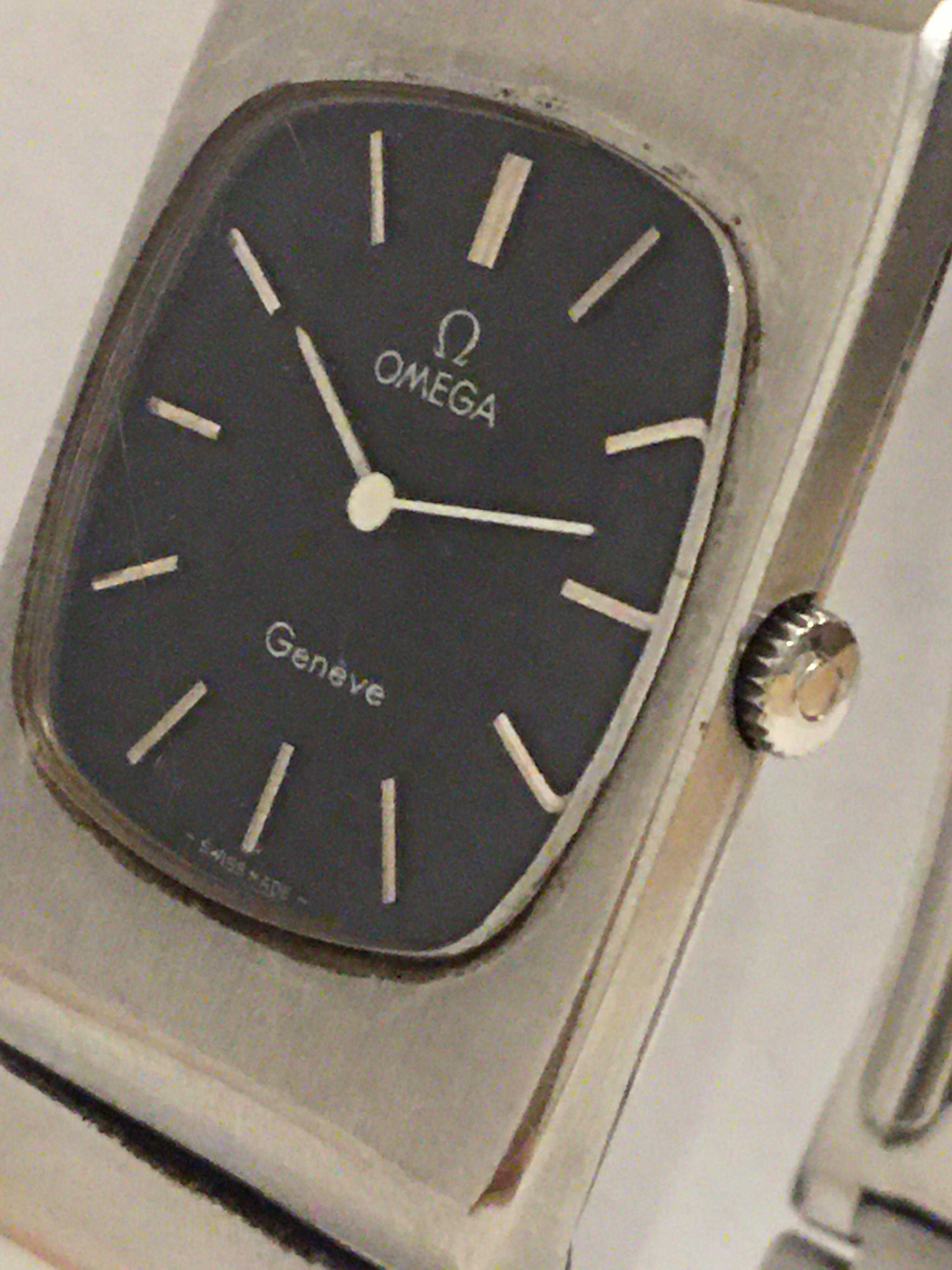omega geneve stainless steel watch