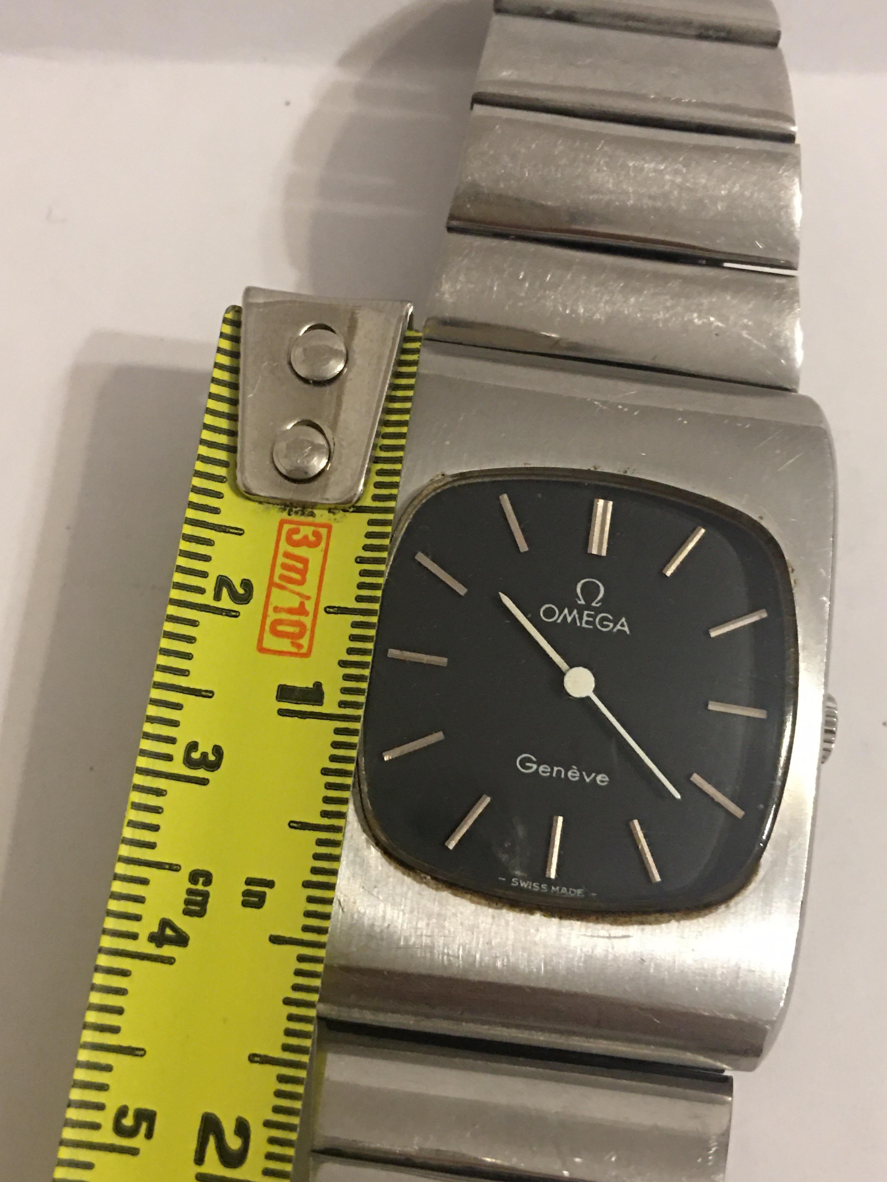 1970s Stainless Steel Omega Geneve Mechanical Watch In Good Condition For Sale In Carlisle, GB