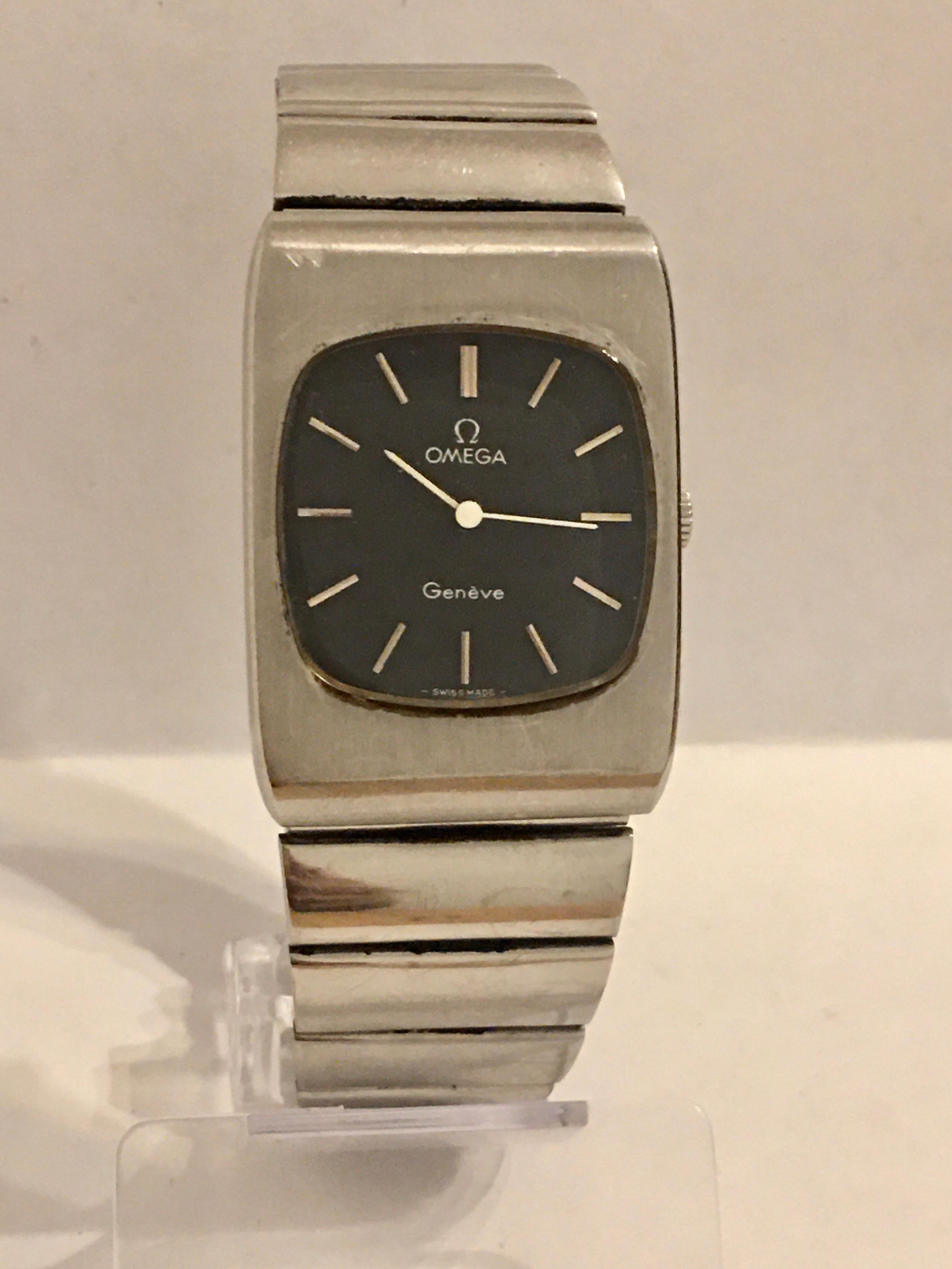 1970s Stainless Steel Omega Geneve Mechanical Watch For Sale 2