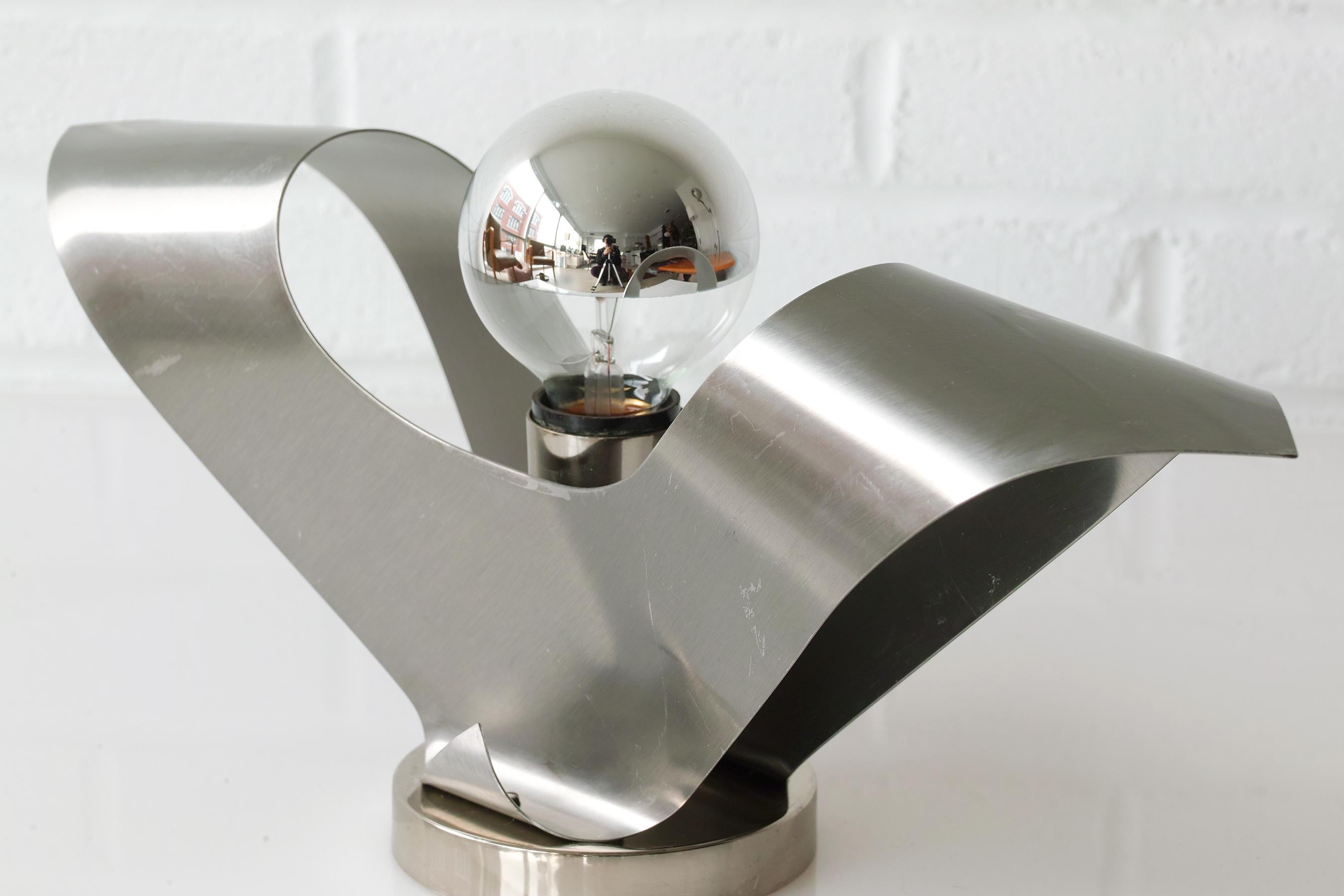 Modern 1970s Stainless Steel Sconce For Sale