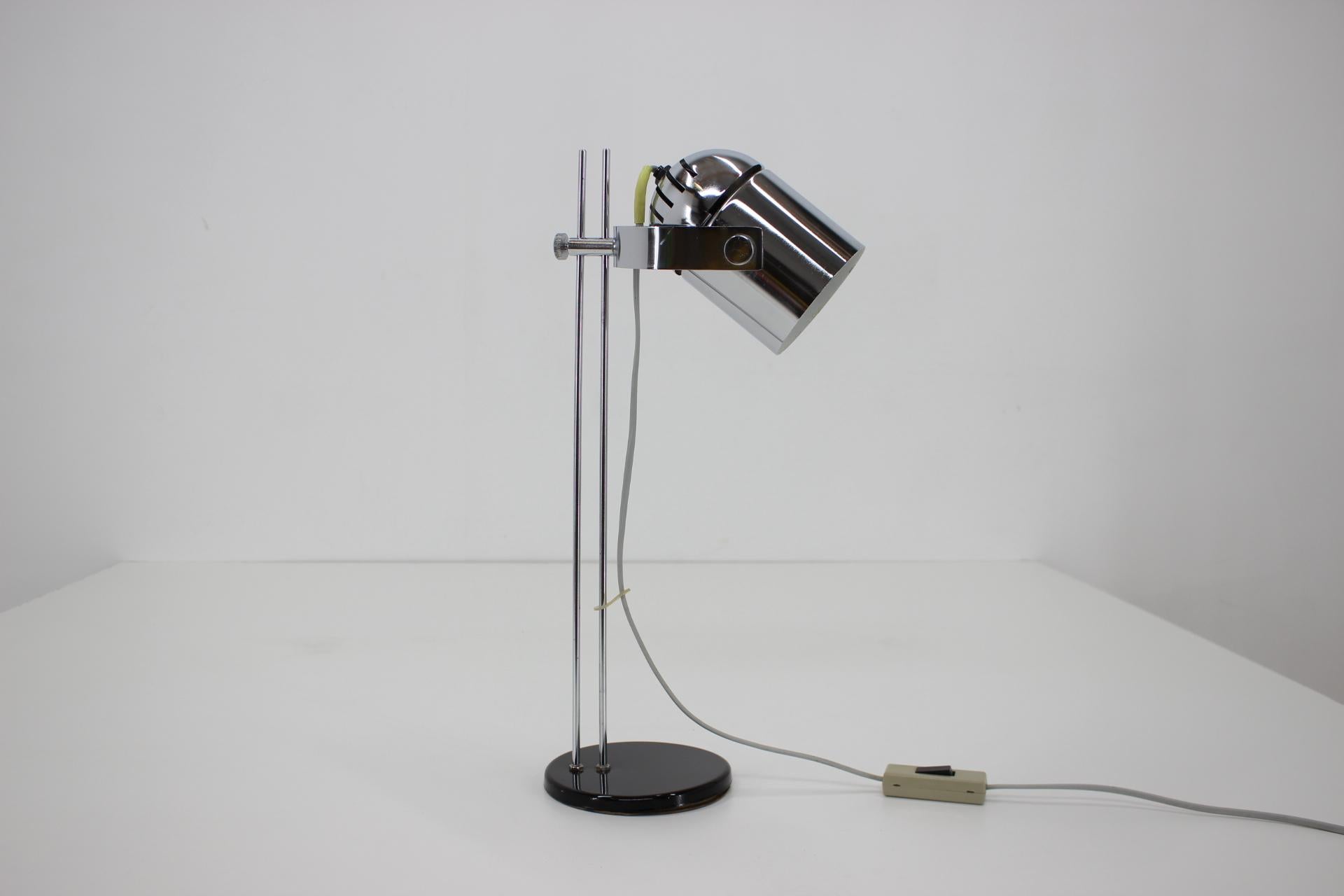 Mid-Century Modern 1970s Stanislav Indra Adjustable Chrome Plated Table Lamp, Czechoslovakia