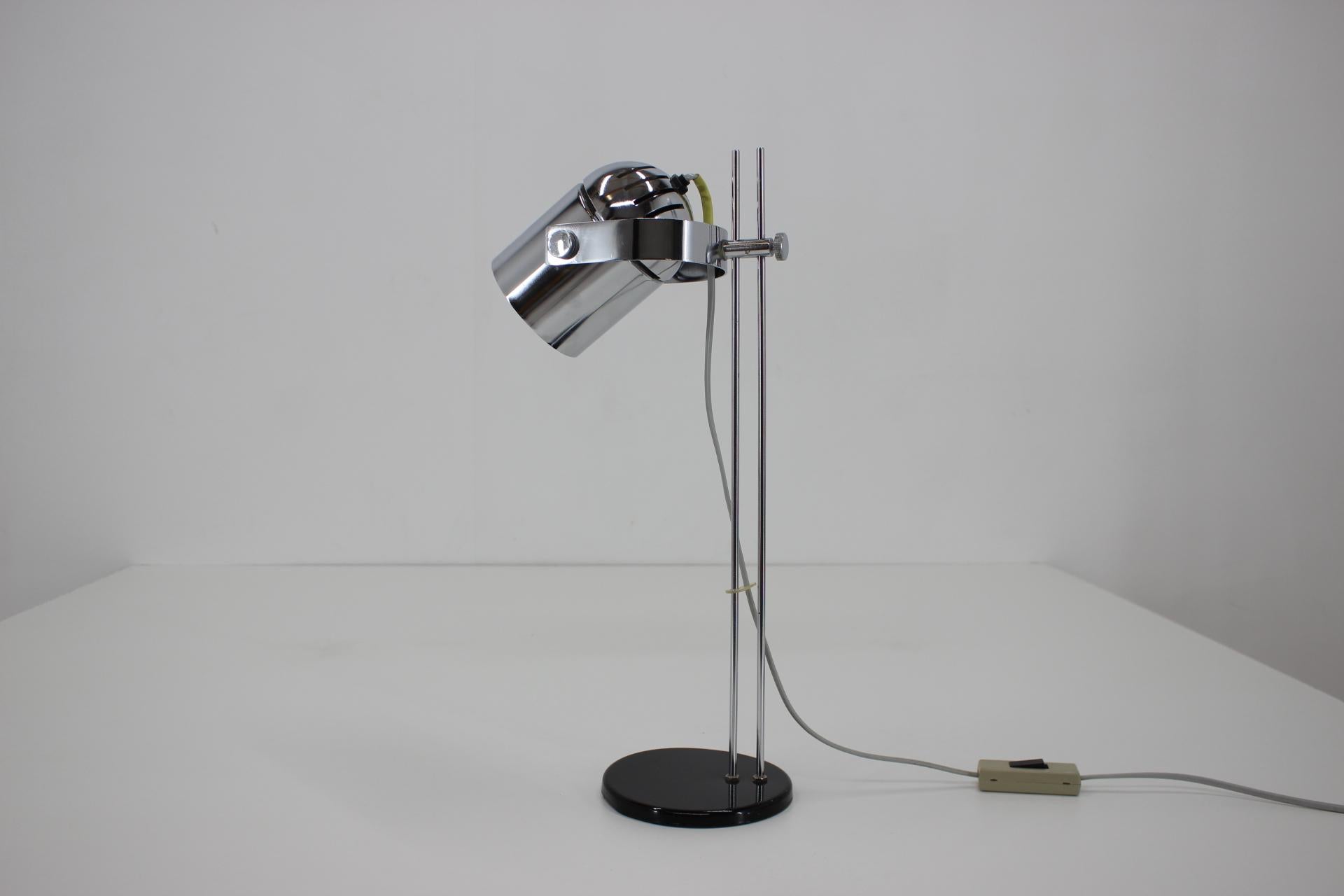 1970s Stanislav Indra Adjustable Chrome Plated Table Lamp, Czechoslovakia 1