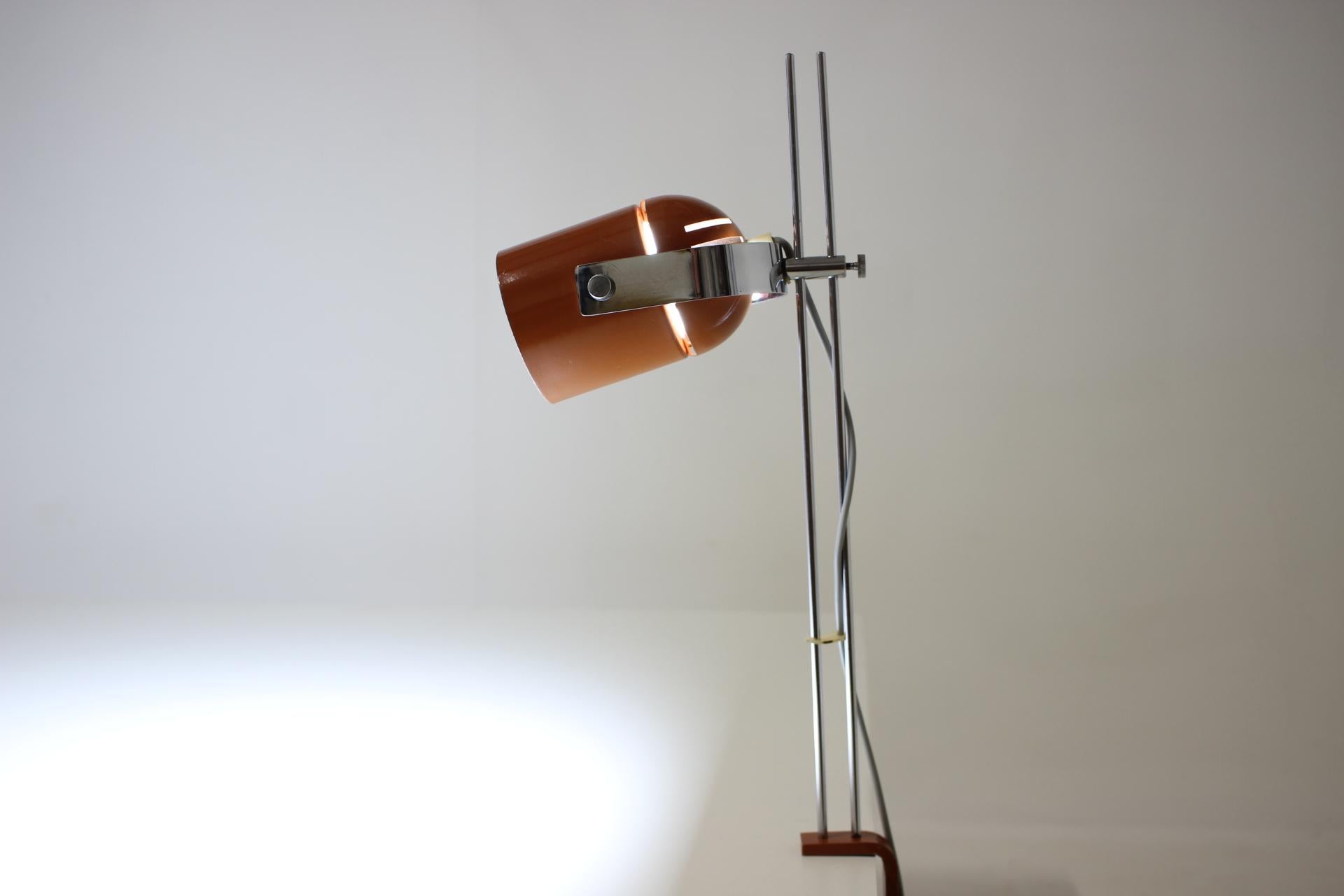 1970s Stanislav Indra Brown Table Lamp, Czechoslovakia In Good Condition For Sale In Praha, CZ