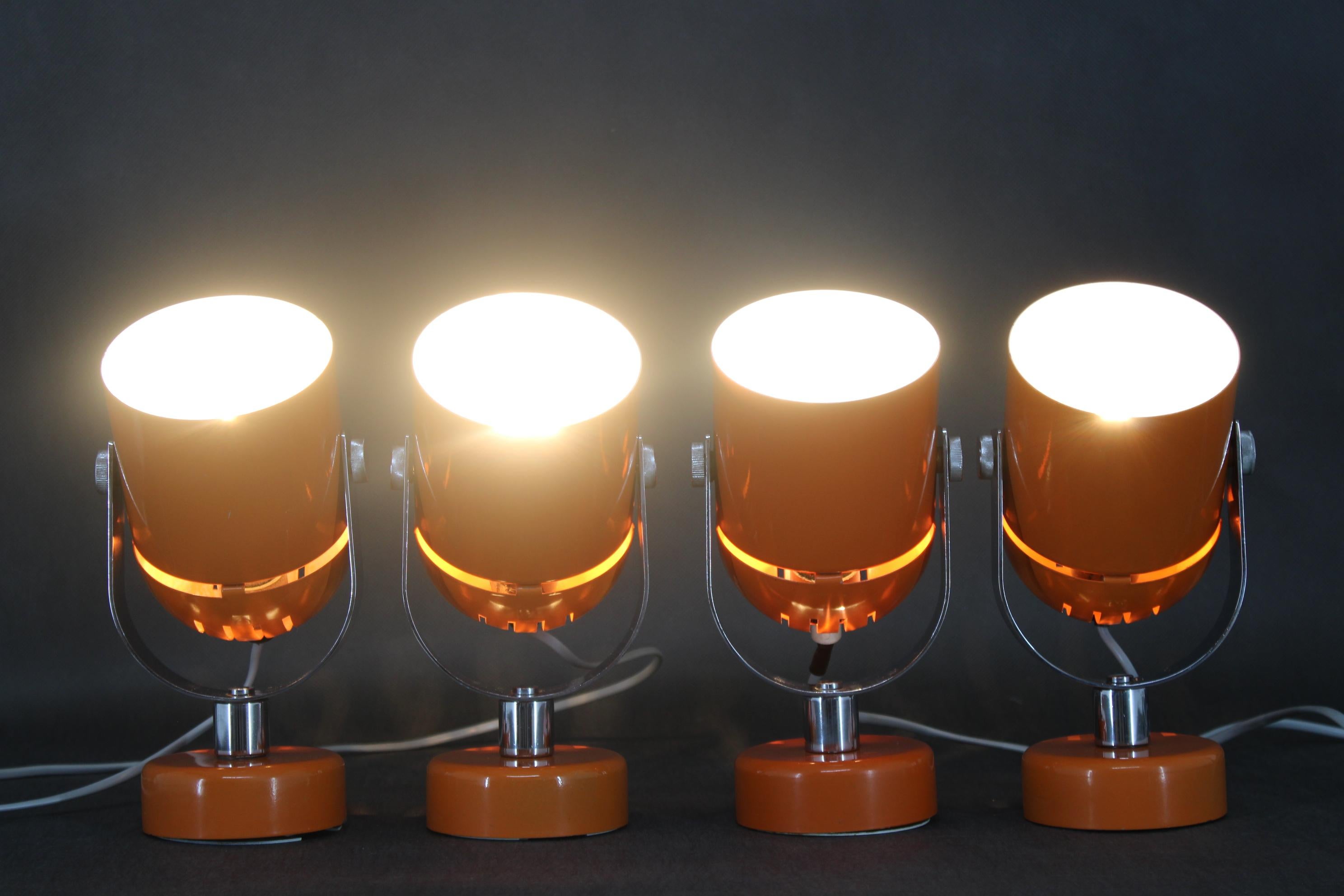 1970s Stanislav Indra Set of Four Table or Wall Lamps, Czechoslovakia For Sale 2