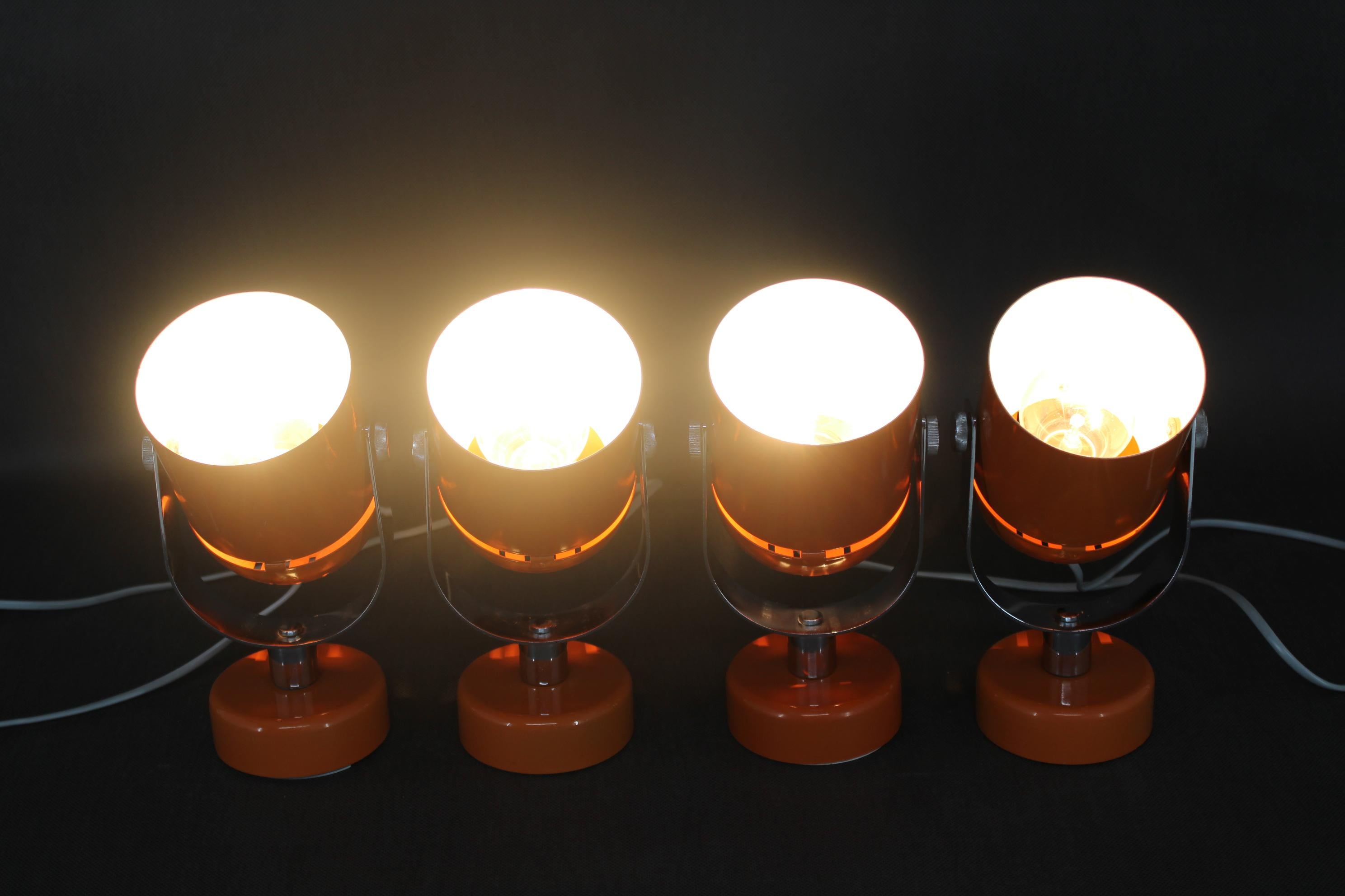 1970s Stanislav Indra Set of Four Table or Wall Lamps, Czechoslovakia For Sale 3