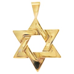Ciondolo a forma di stella di David degli anni '70 in oro giallo 14k