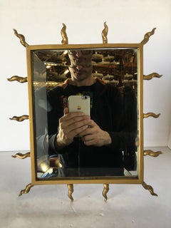 1970s Starburst Goldtone Tabletop Vanity Mirror