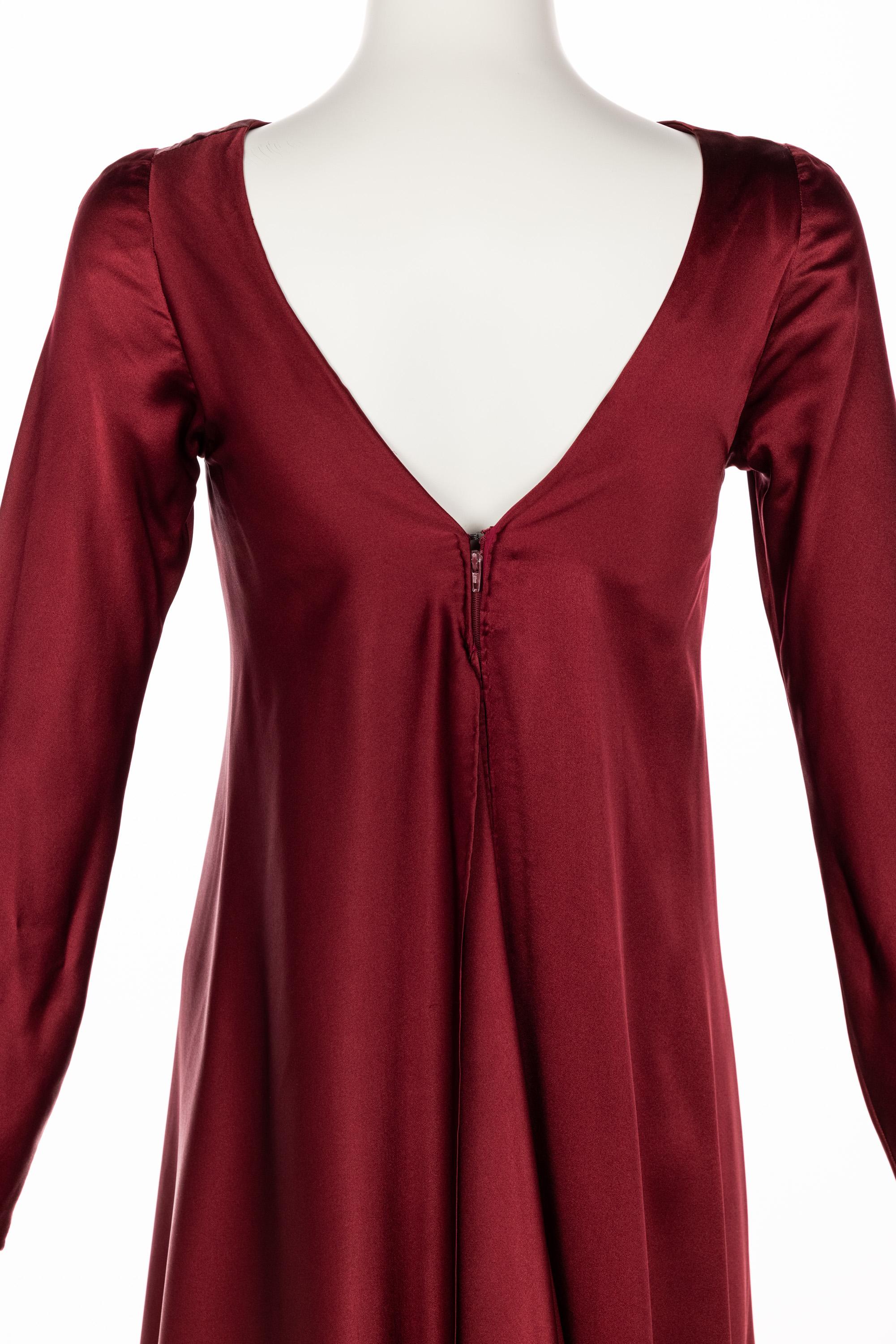1970s Stavropoulos Couture  Burgundy Draped Silk Dress 4