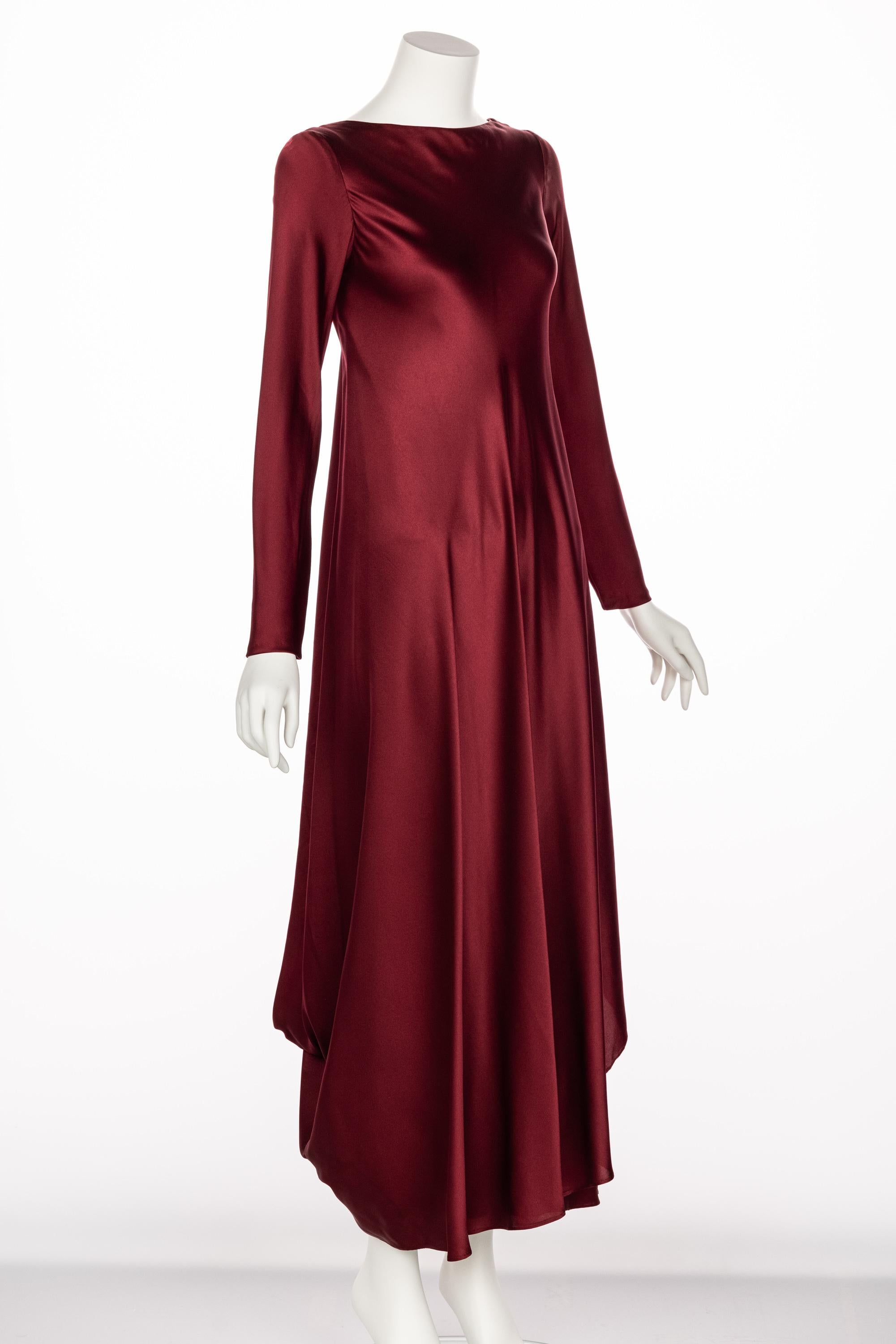 1970s Stavropoulos Couture  Burgundy Draped Silk Dress In Excellent Condition In Boca Raton, FL