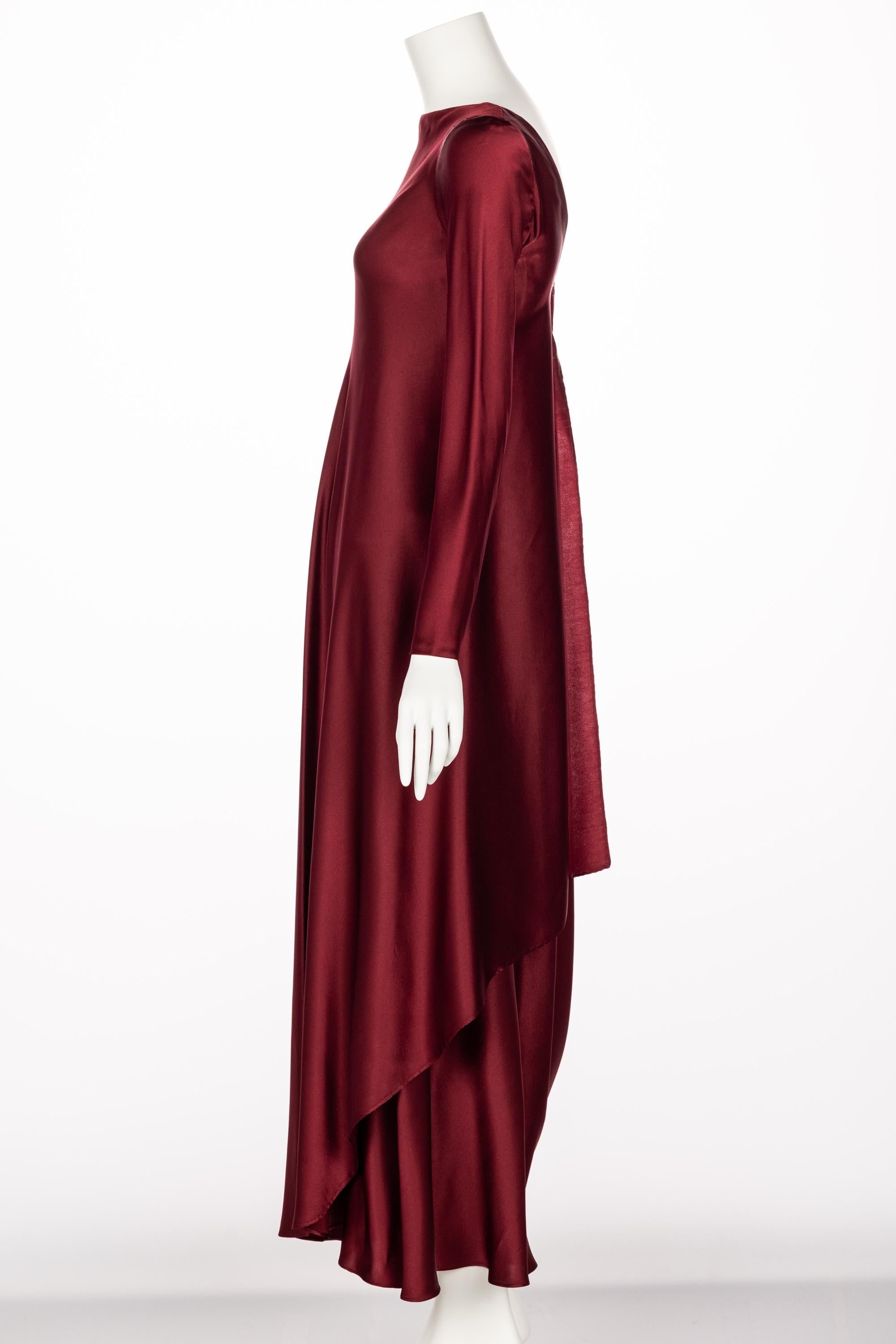 Women's 1970s Stavropoulos Couture  Burgundy Draped Silk Dress