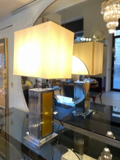 1970s Steel and Brass Table Lamp