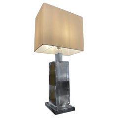 1970s Steel and Brass Table Lamp